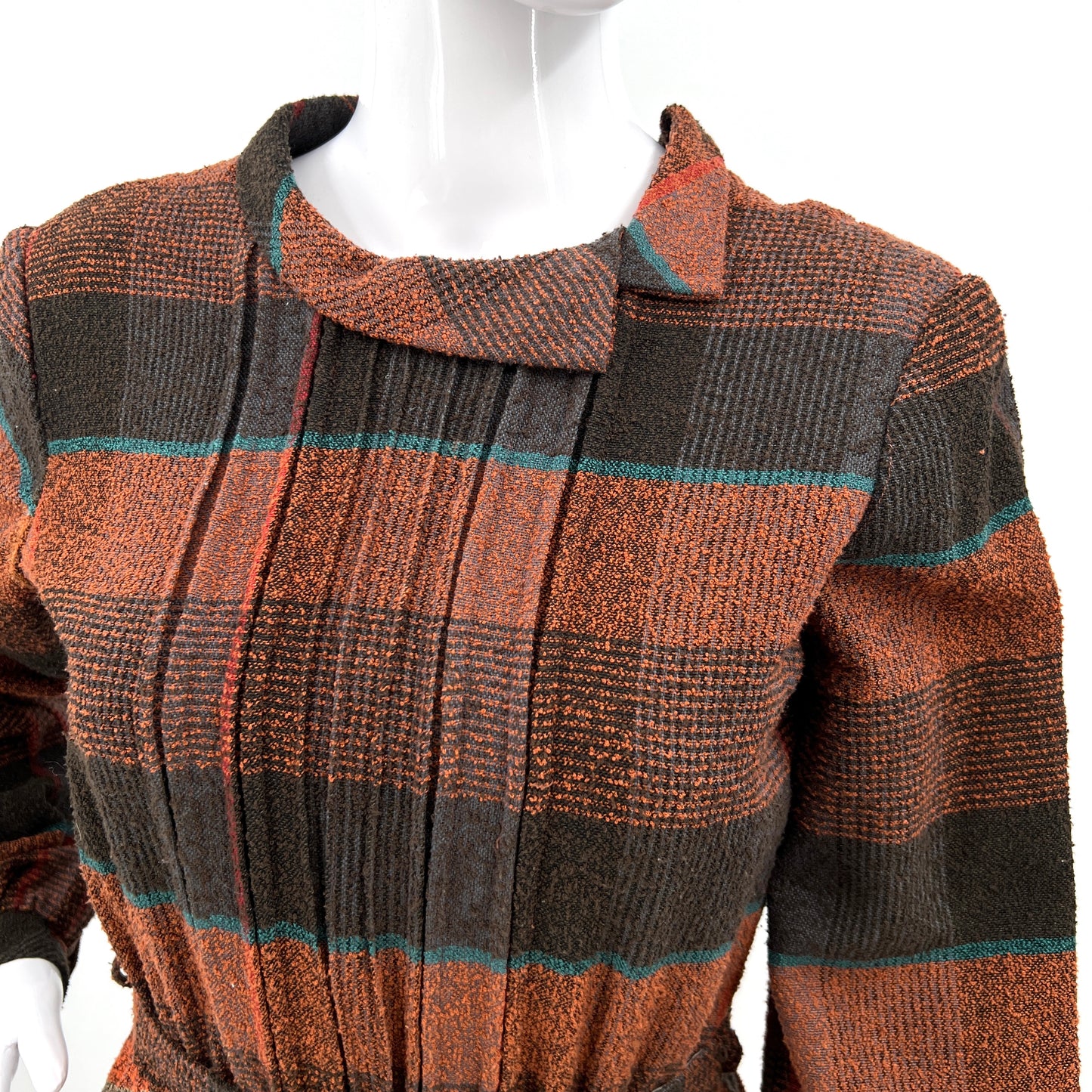 Vintage Collar Fit & Flare Checkers Dress S