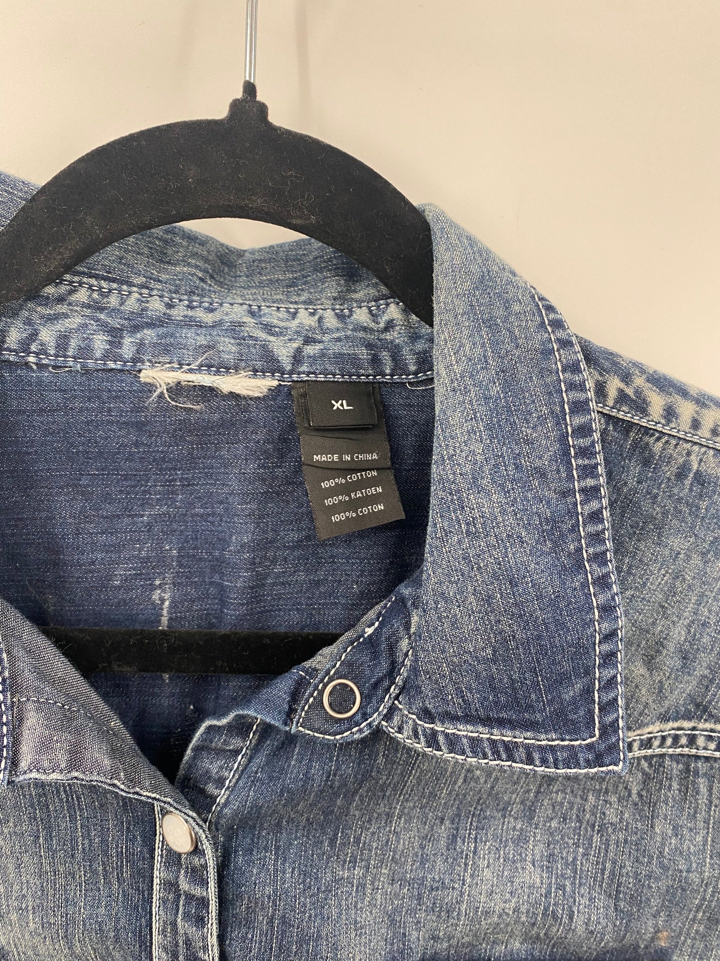 Denim Patched Embellished Button up