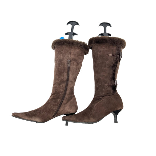 J. Renee Y2K Suede Fur Lined Pointy Boots