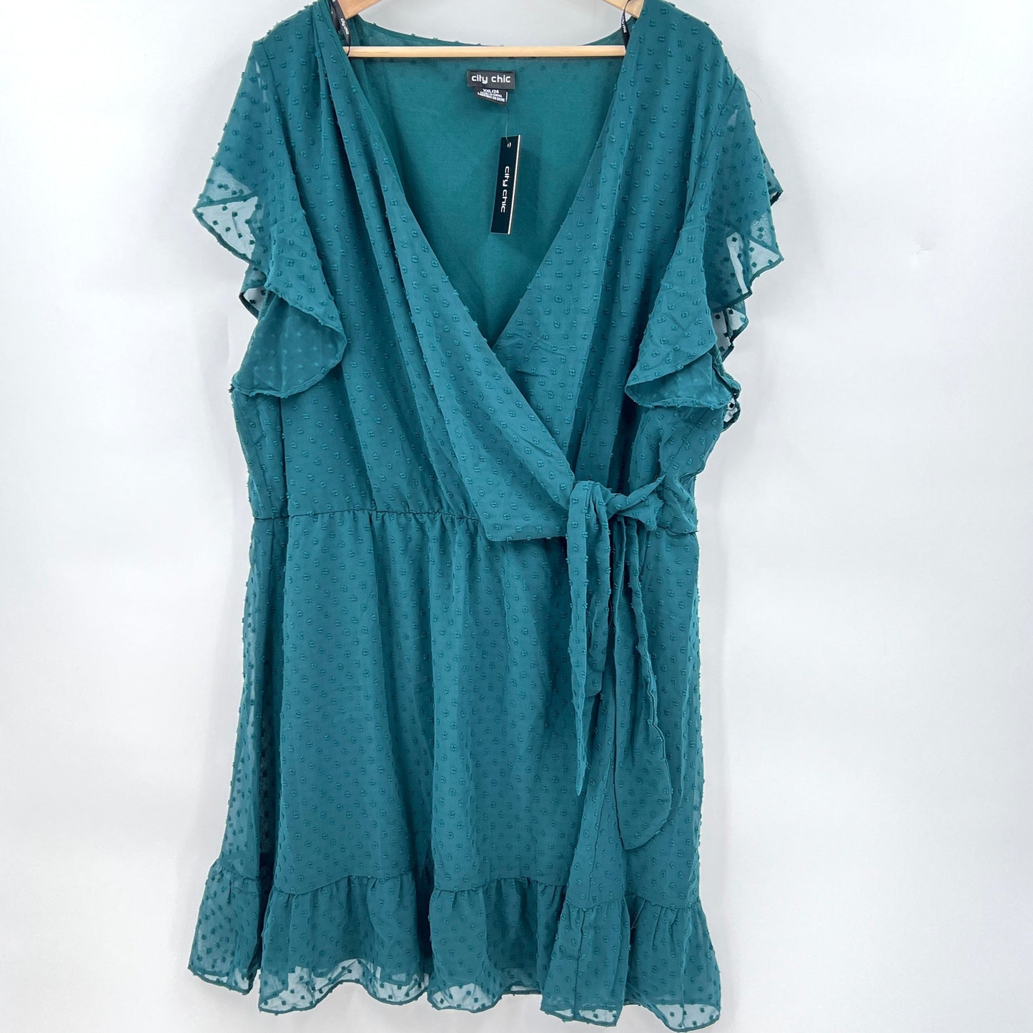 City Chic Dress Dobby Tie Ruffle Dress
