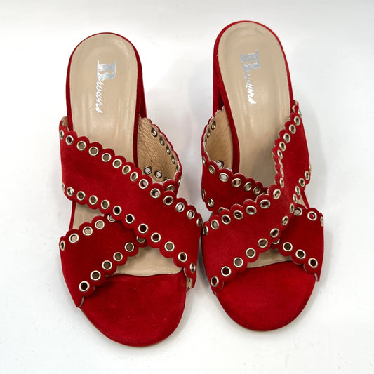 Browns Slides Eyelits Suede Leather Heels