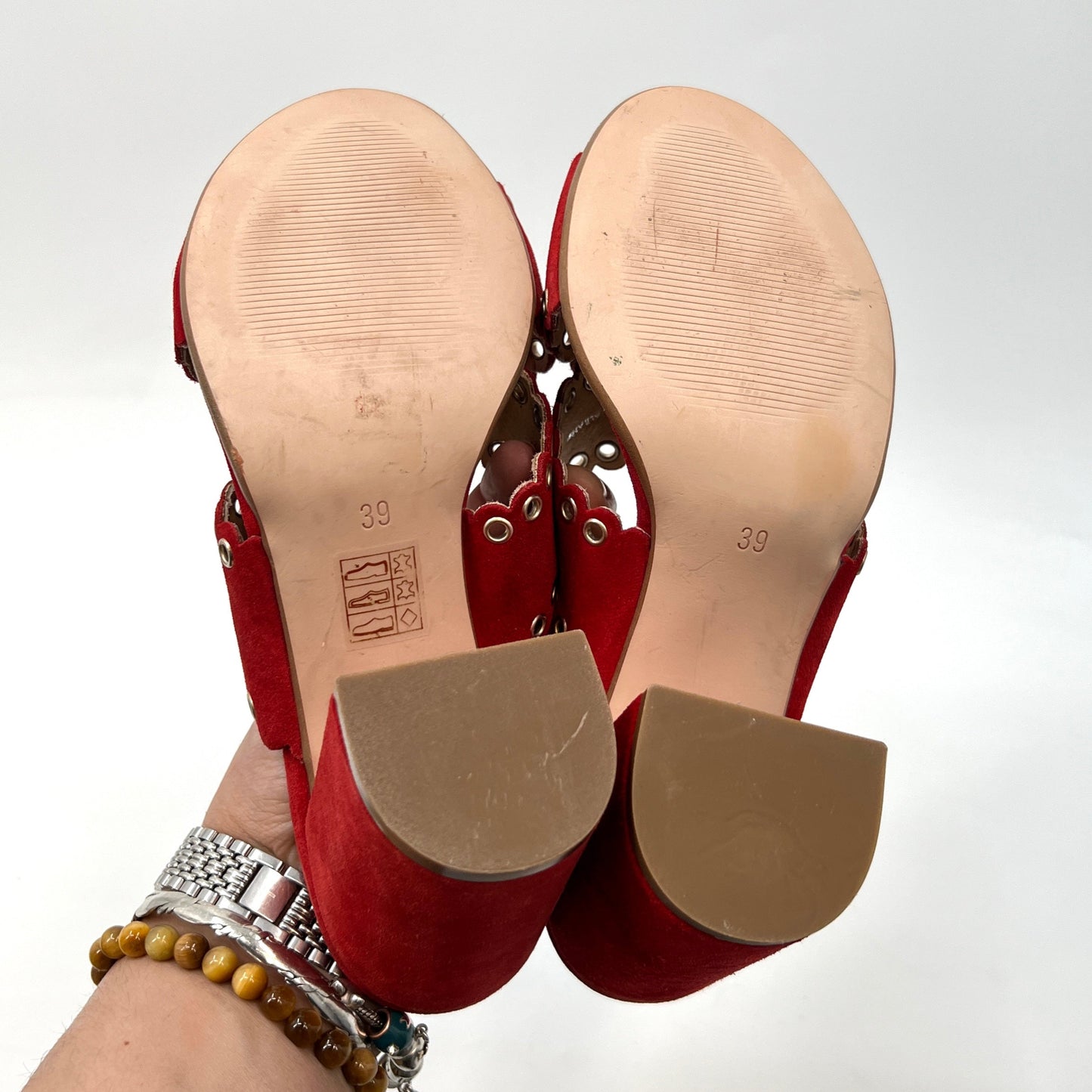 Browns Slides Eyelits Suede Leather Heels