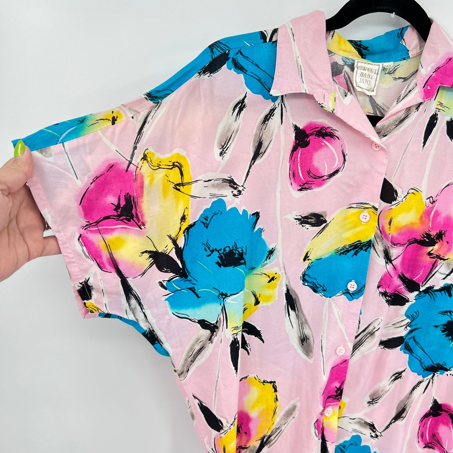 Vintage Sweet Baby Jane Floral Shirt Blouse S