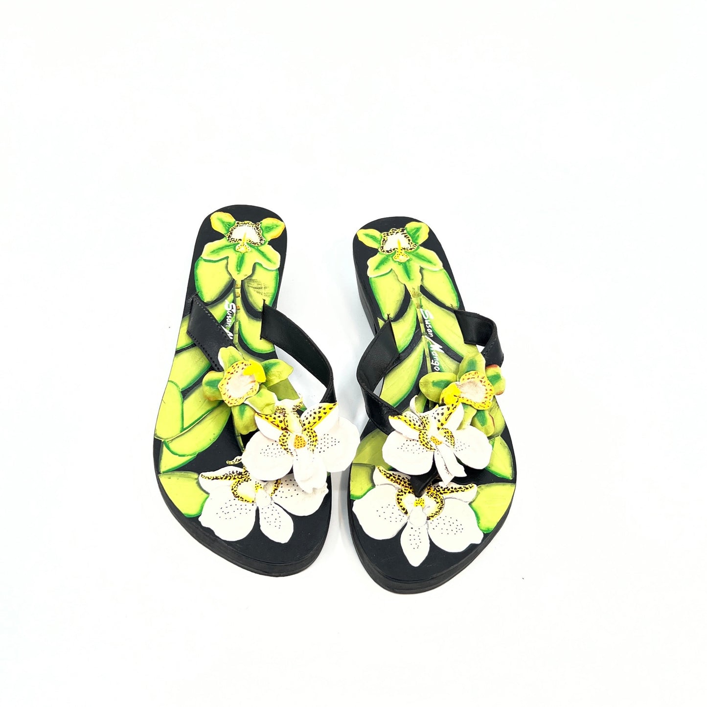 Susan Mango Tropical Flip Flops Sandals M (7-8)