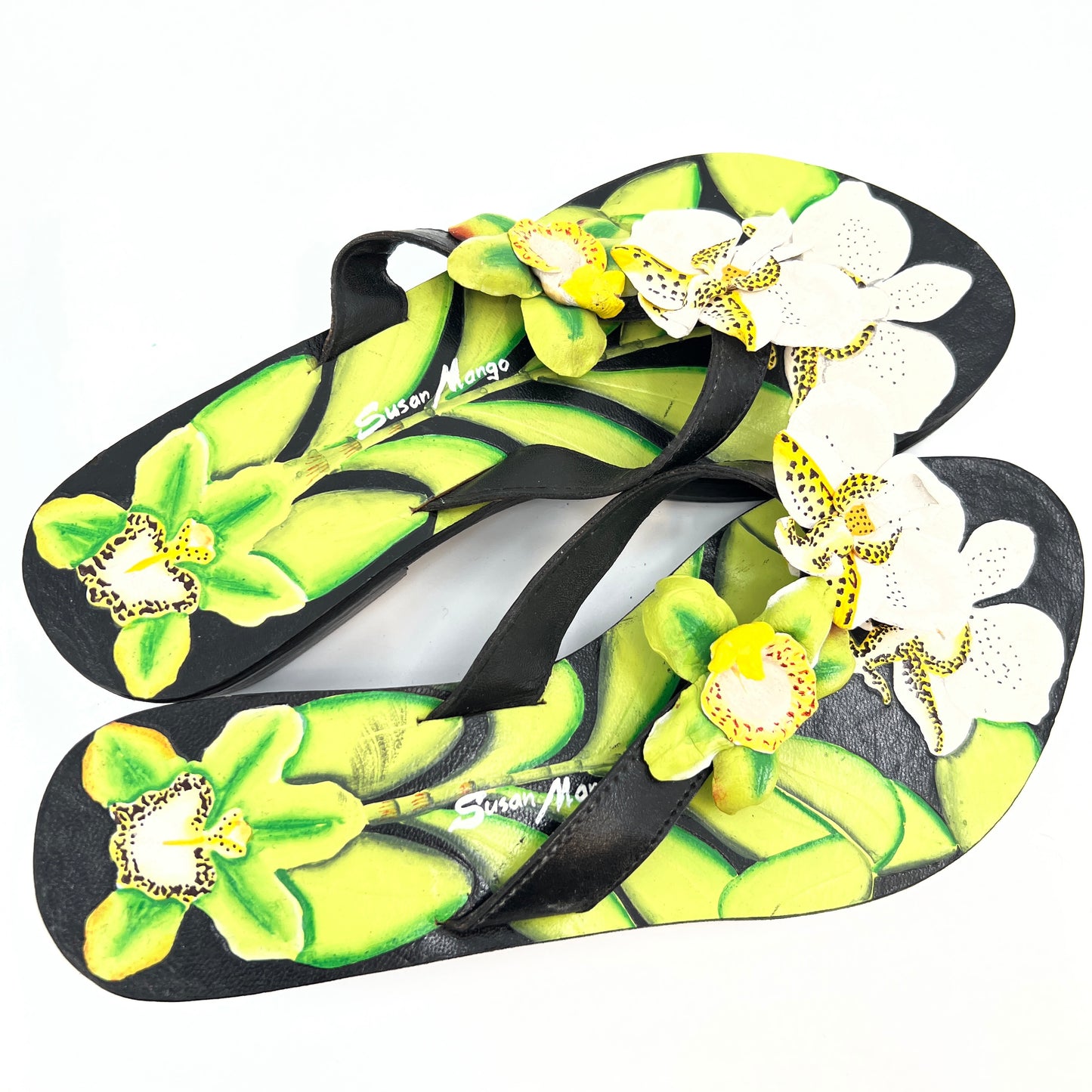 Susan Mango Tropical Flip Flops Sandals M (7-8)