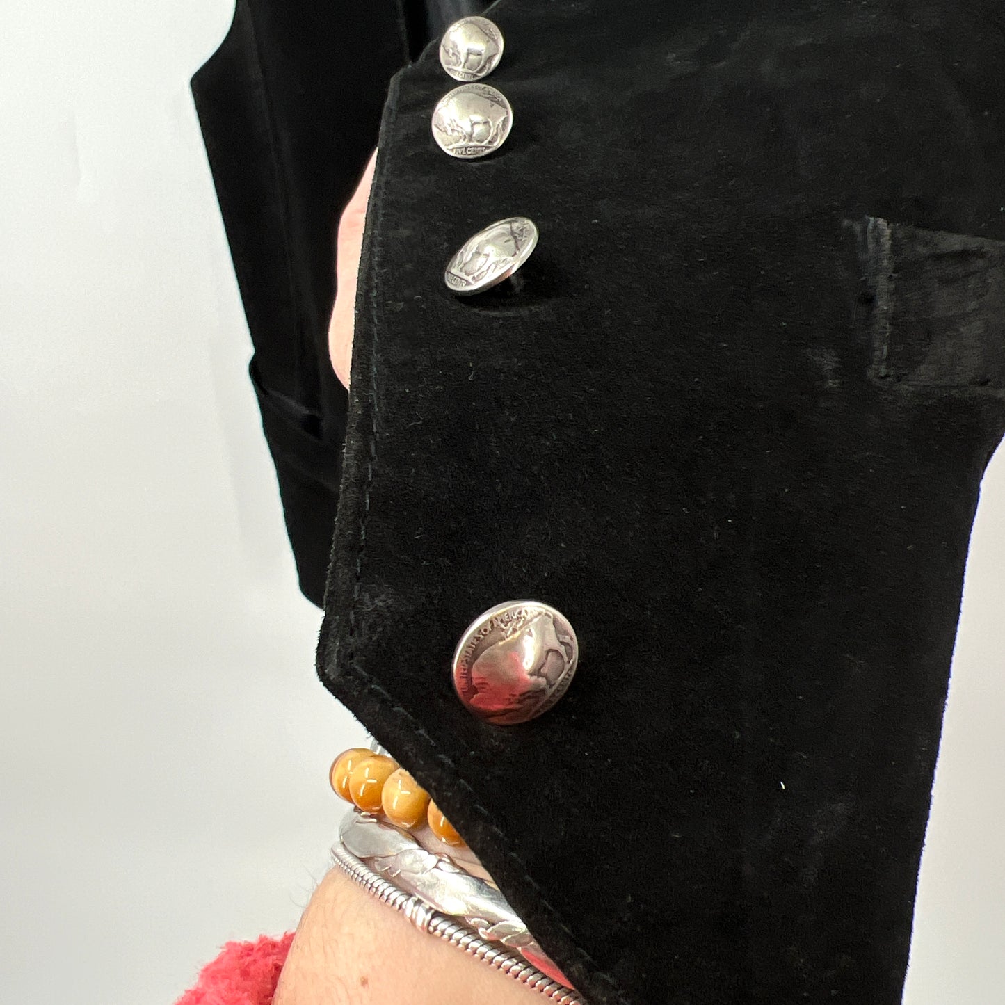 Buffalo Nickel Buttons Suede Leather Vest