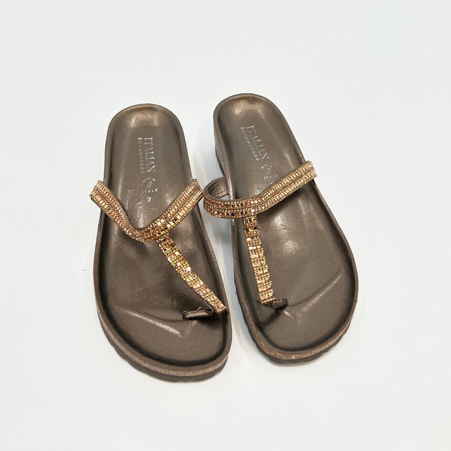 Italian Shoemakers Cork Embellished Sandals 7