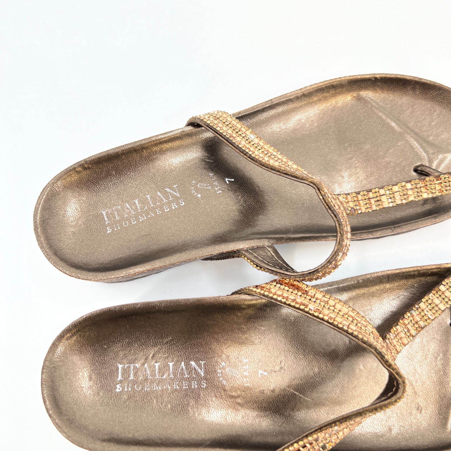 Italian Shoemakers Cork Embellished Sandals 7