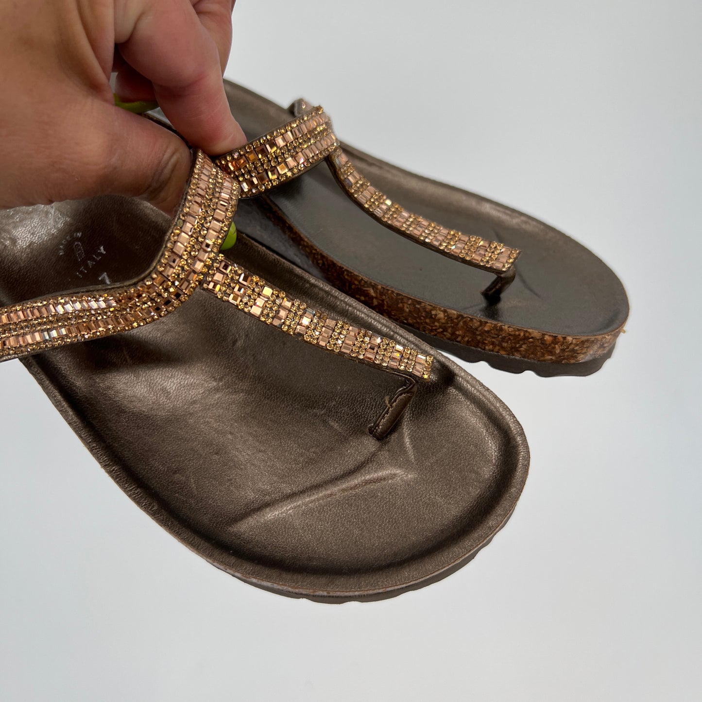 Italian Shoemakers Cork Embellished Sandals 7