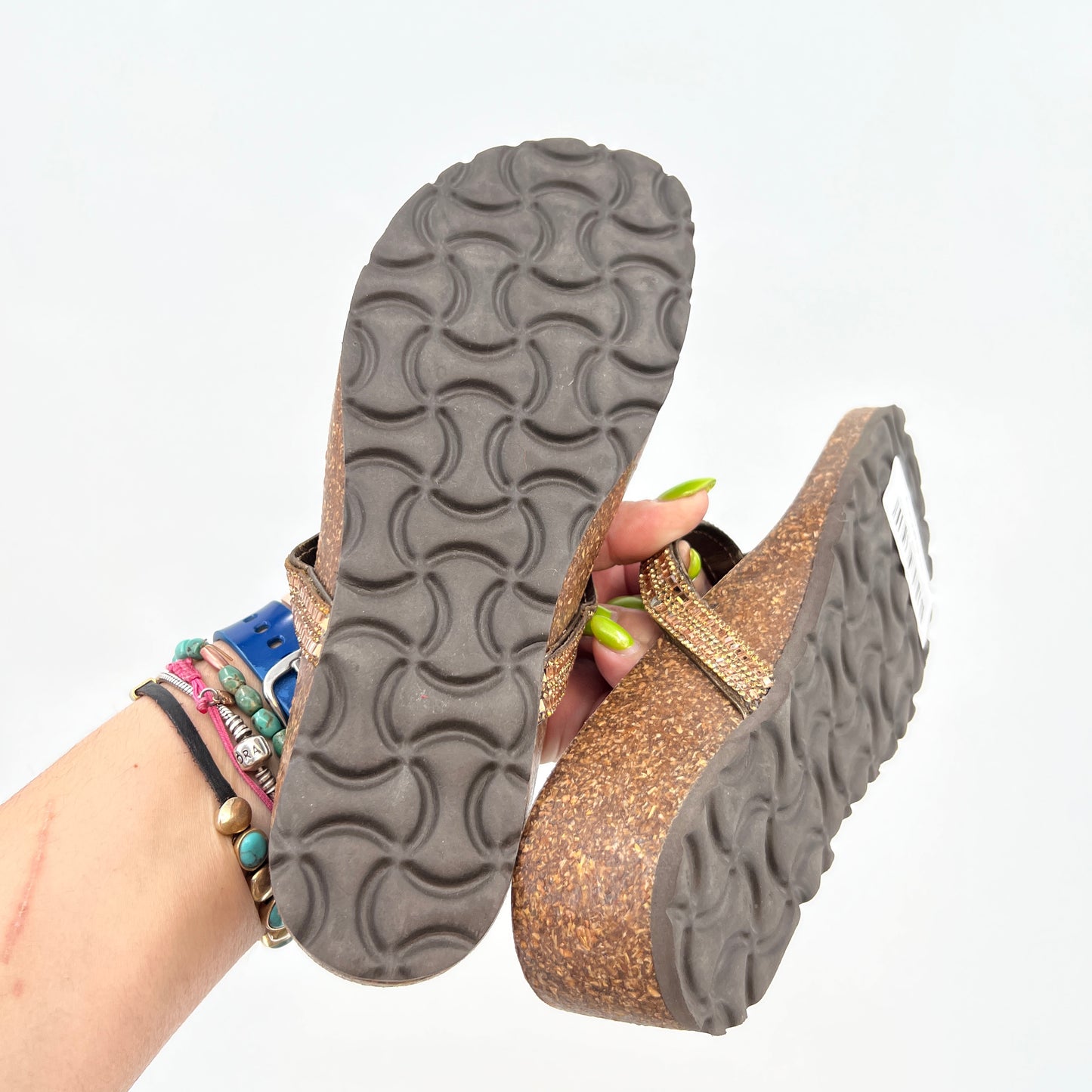 Italian Shoemakers Cork Embellished Sandals 7