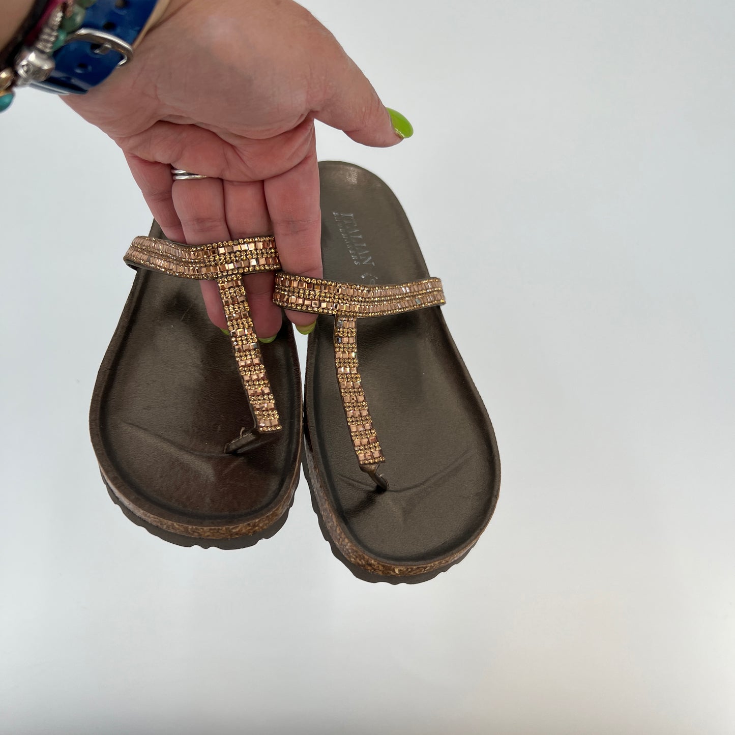 Italian Shoemakers Cork Embellished Sandals 7
