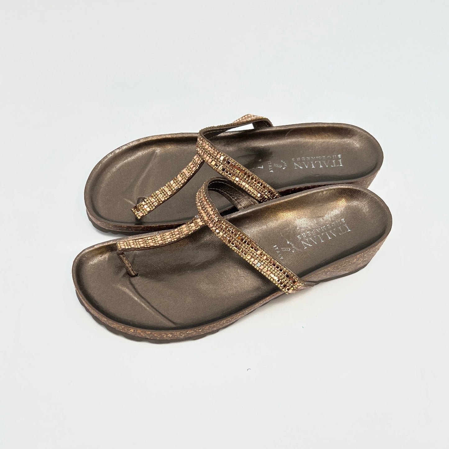 Italian Shoemakers Cork Embellished Sandals 7