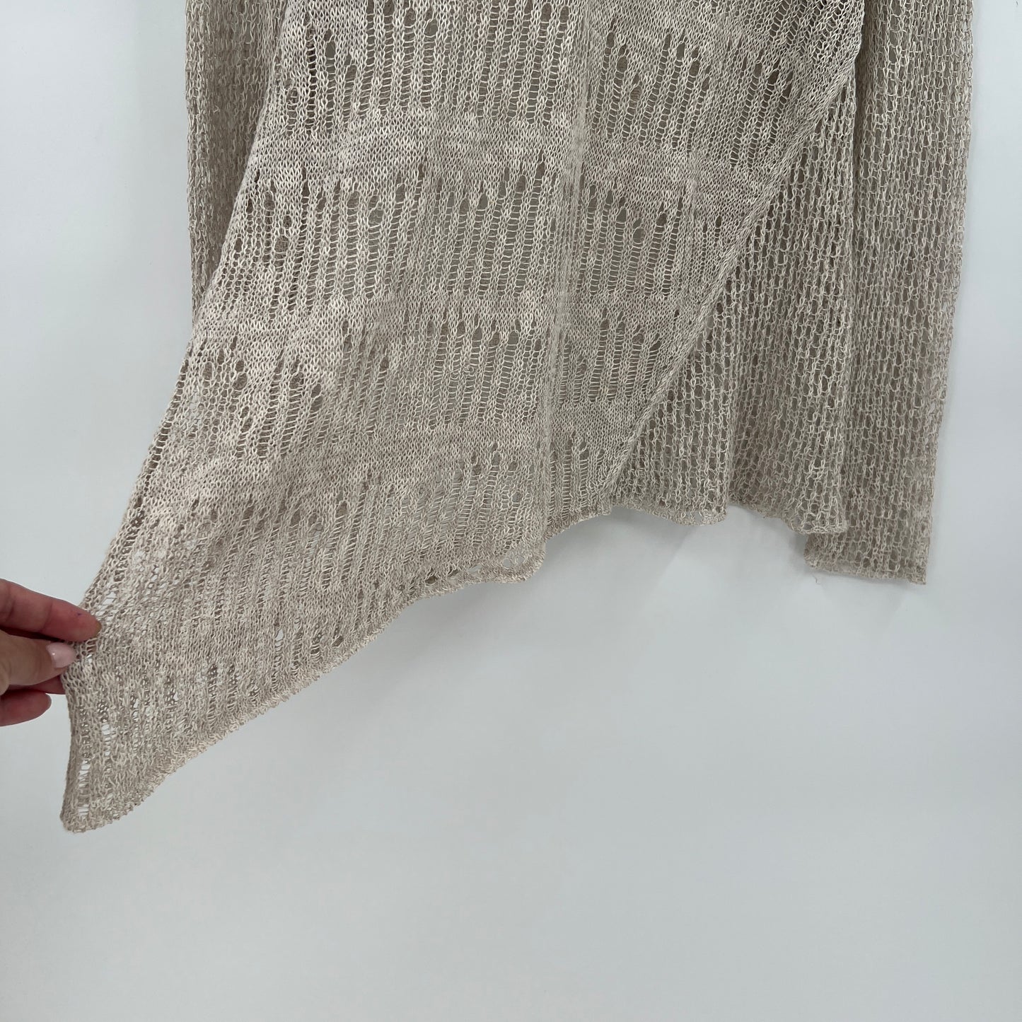 Eileen Fisher Loose Knit Linen Blend Asymmetrical Sweater PL