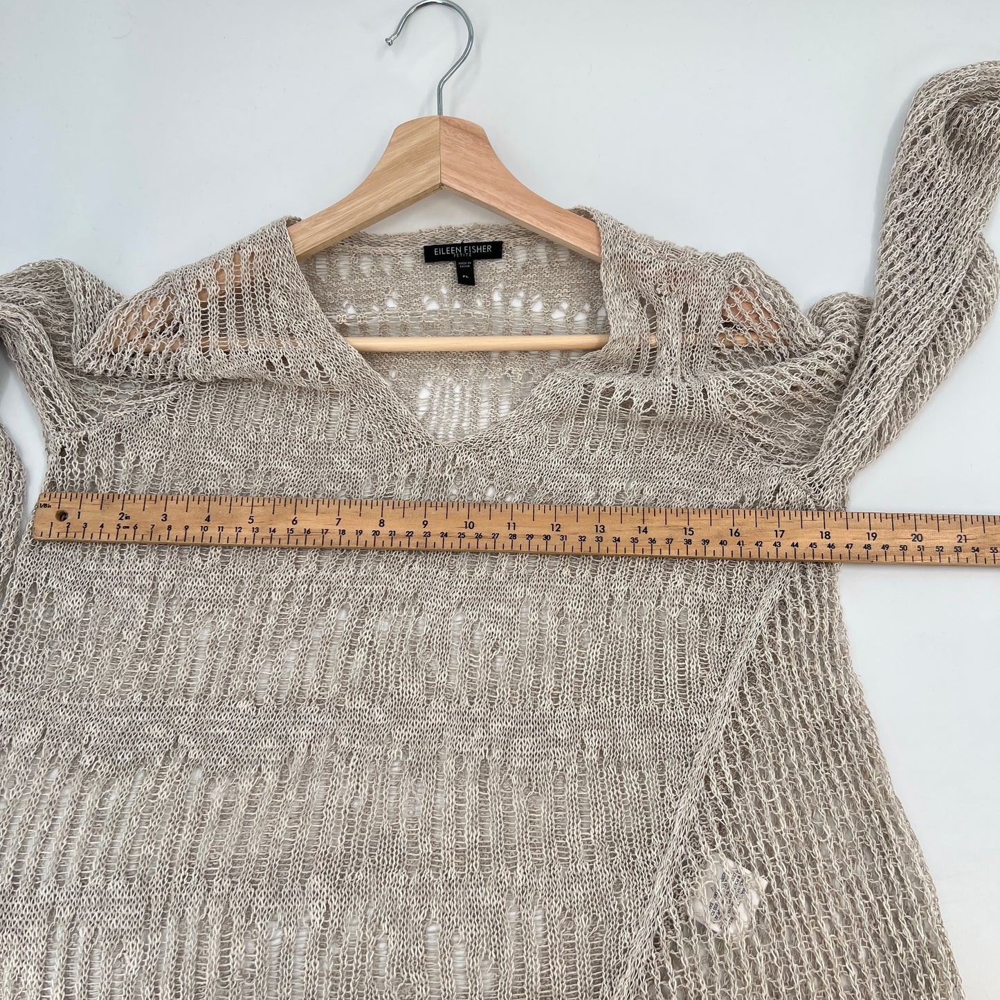 Eileen Fisher Loose Knit Linen Blend Asymmetrical Sweater PL