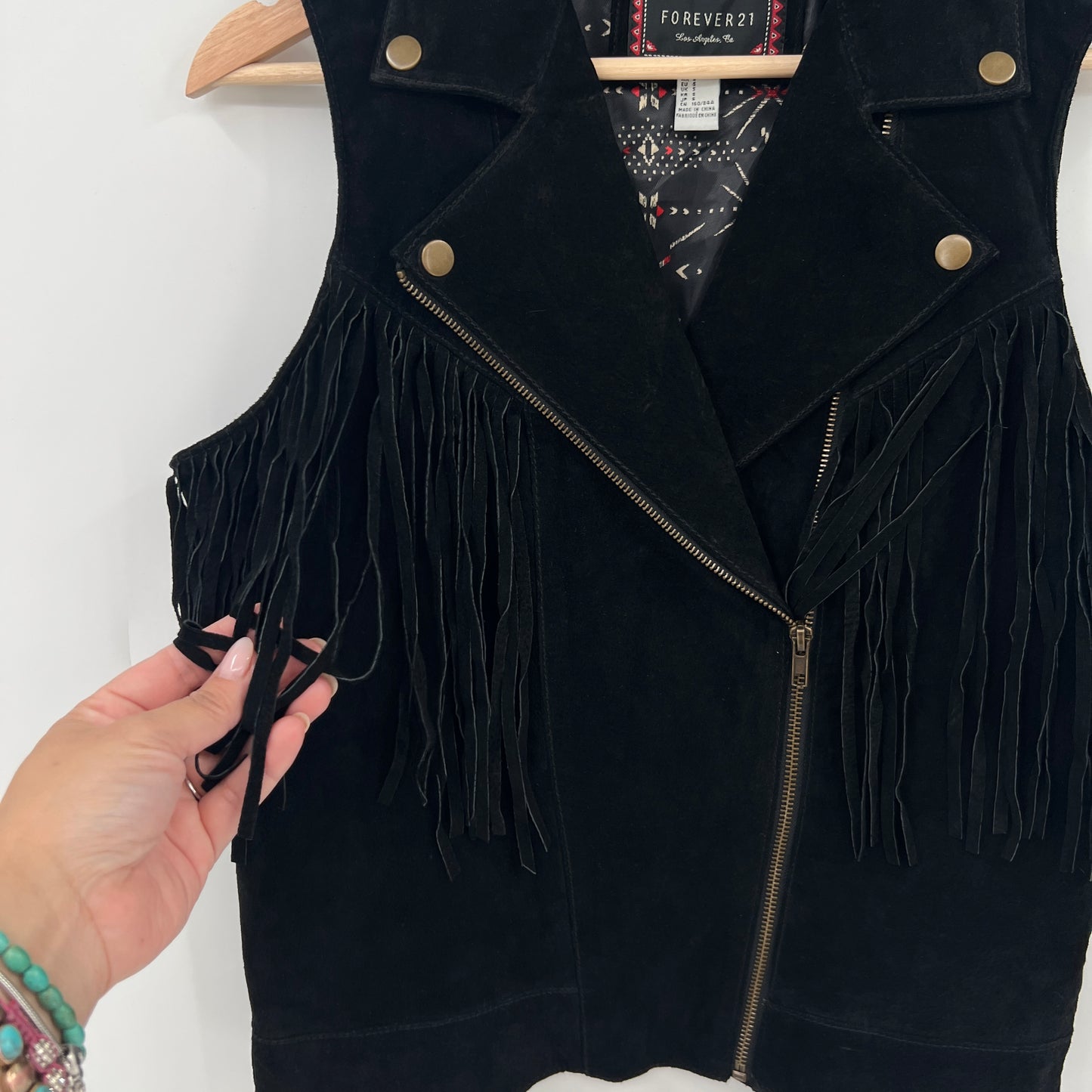 Forever21 Pig Skin Suede Leather Fringe Vest
