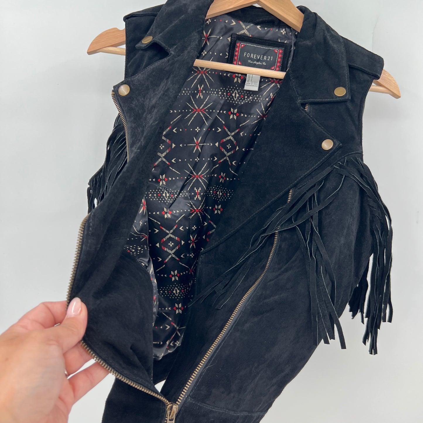 Forever21 Pig Skin Suede Leather Fringe Vest