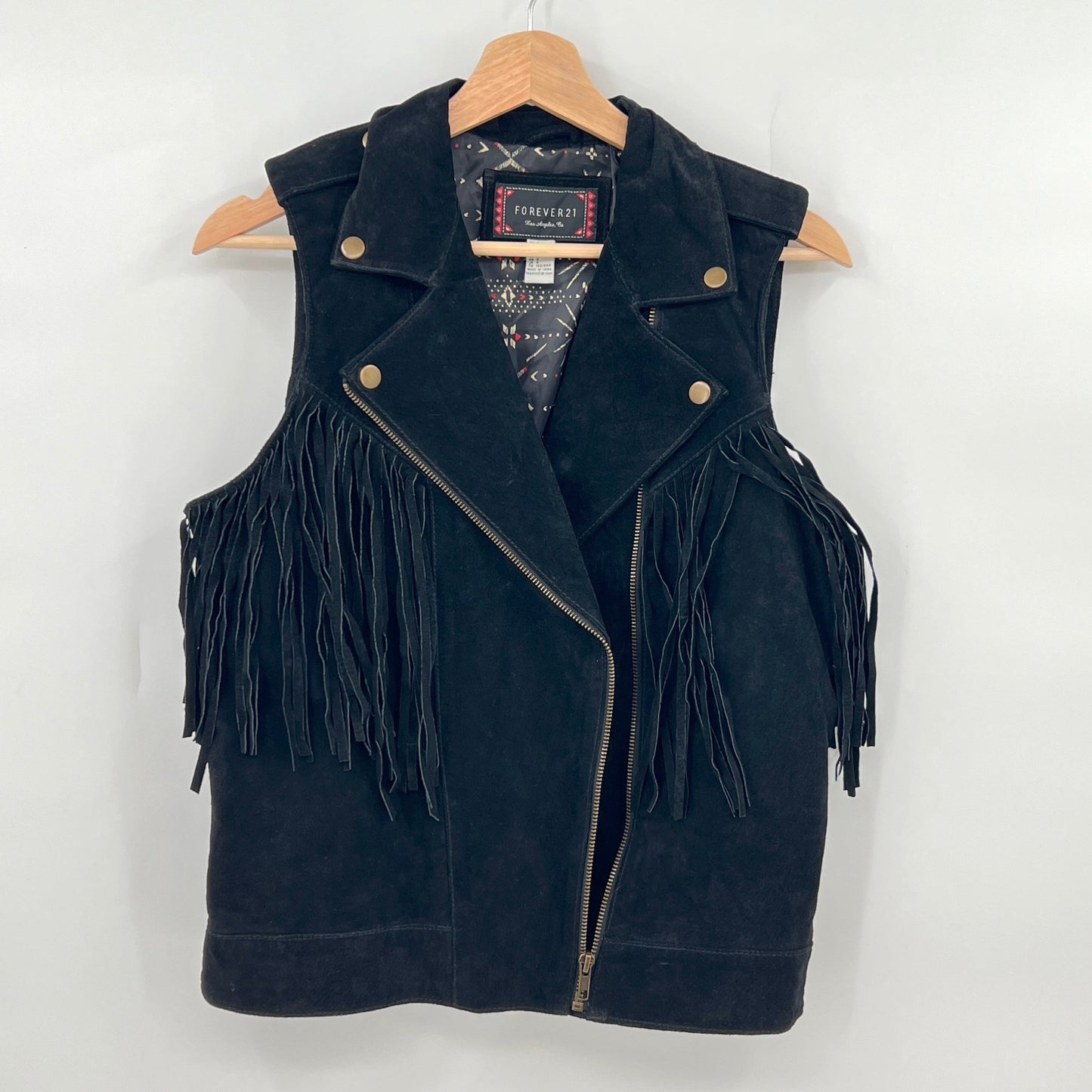 Forever21 Pig Skin Suede Leather Fringe Vest