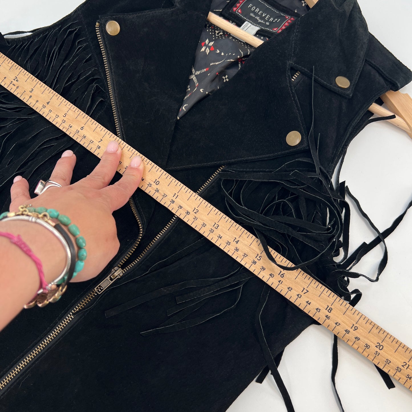 Forever21 Pig Skin Suede Leather Fringe Vest