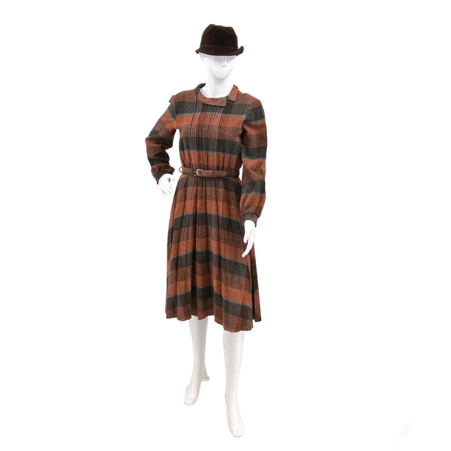 Vintage Collar Fit & Flare Checkers Dress S
