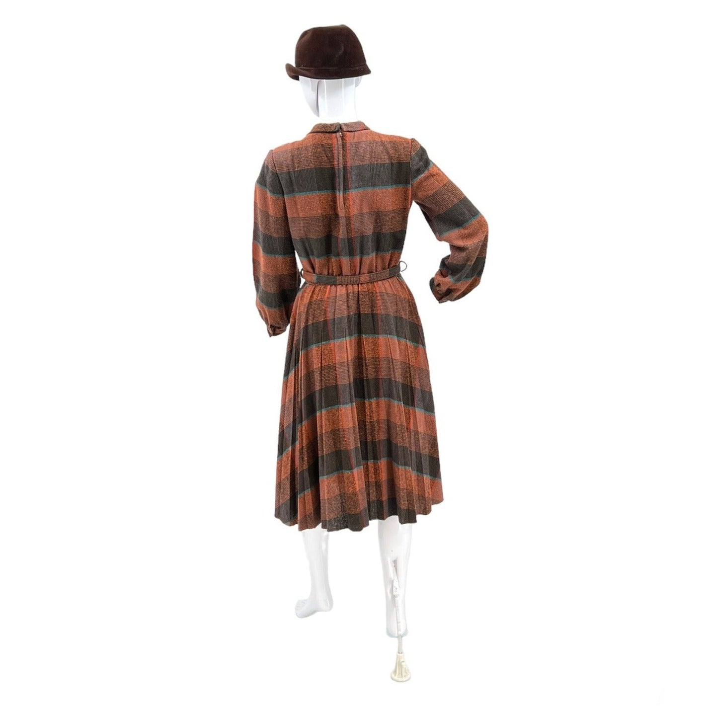 Vintage Collar Fit & Flare Checkers Dress S