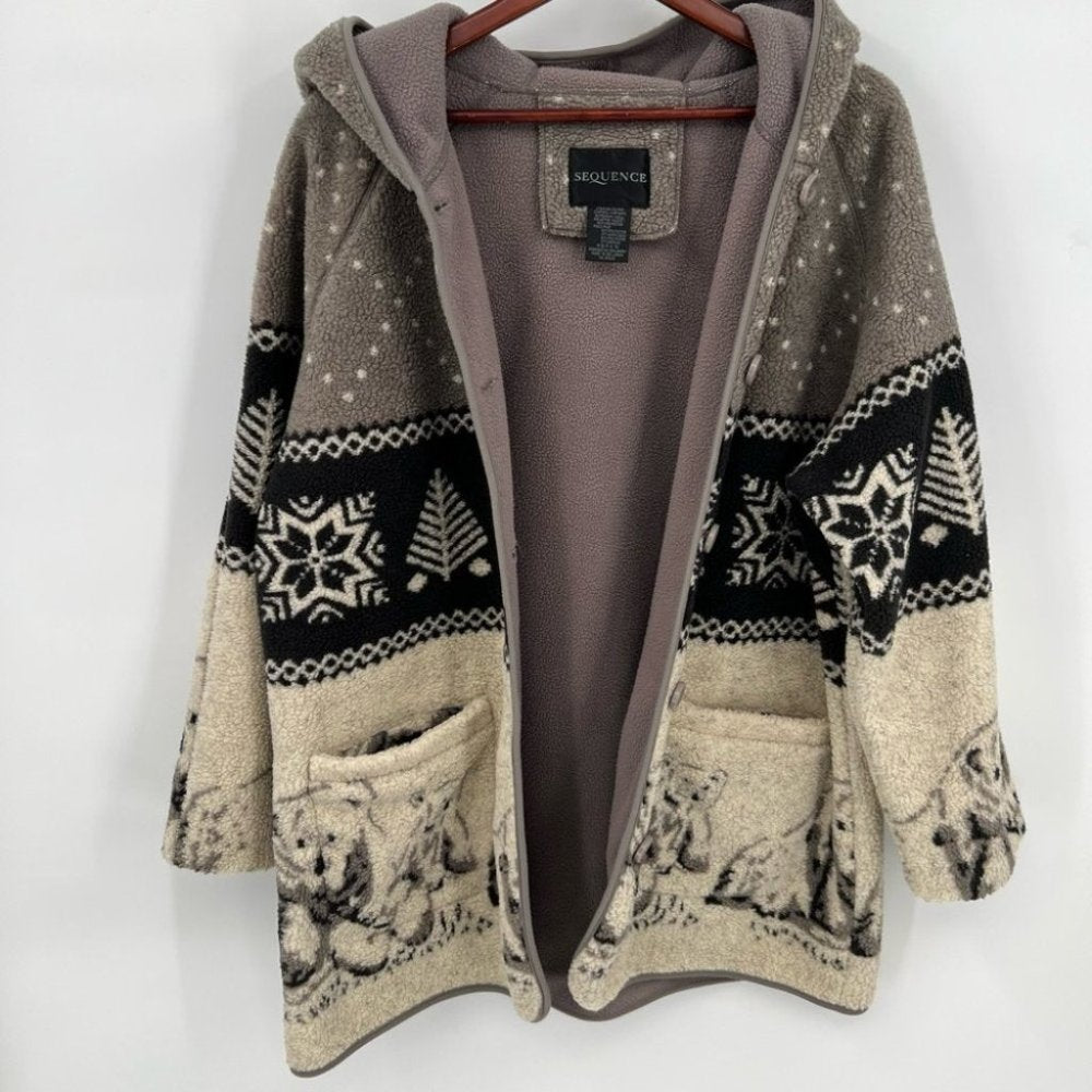 SOLD - Hooded Bears Fleece Coat S/M
