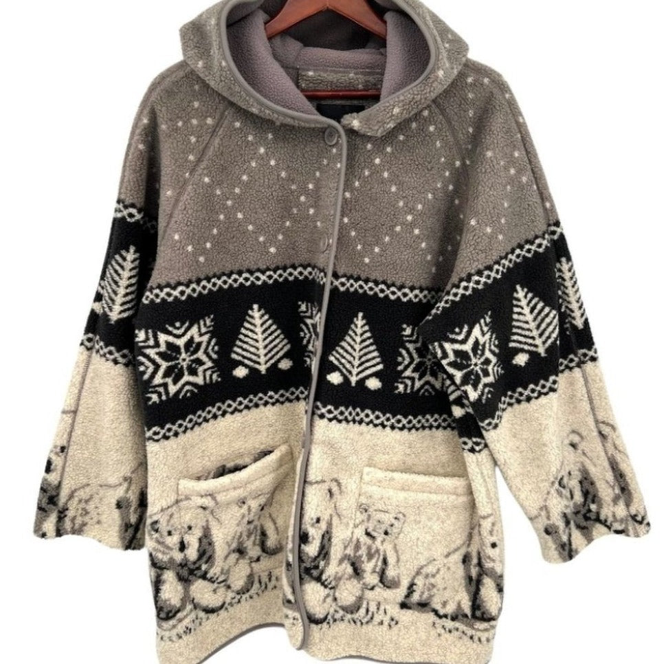 SOLD - Hooded Bears Fleece Coat S/M