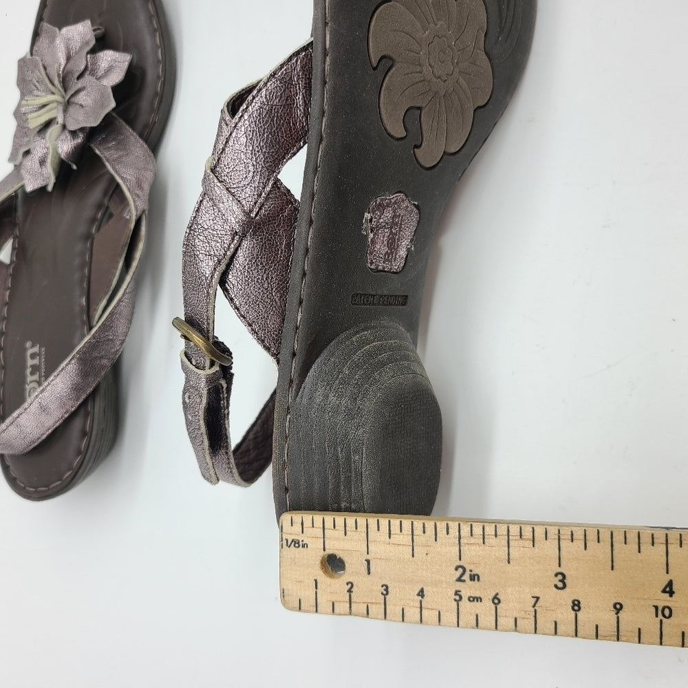Born Leather Flower Top Slingback Sandals