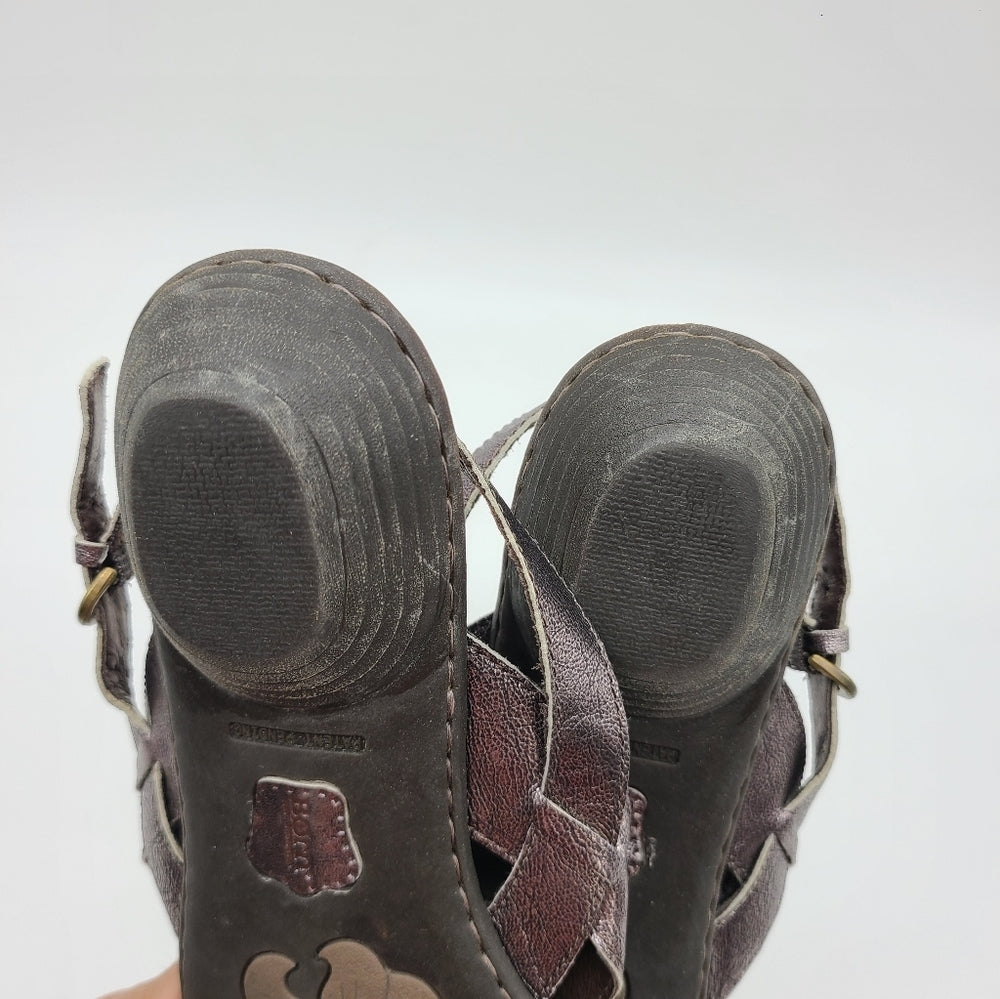 Born Leather Flower Top Slingback Sandals