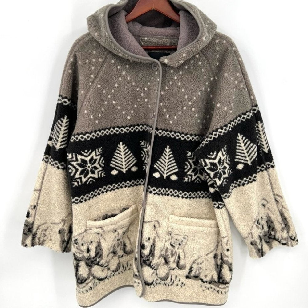 SOLD - Hooded Bears Fleece Coat S/M