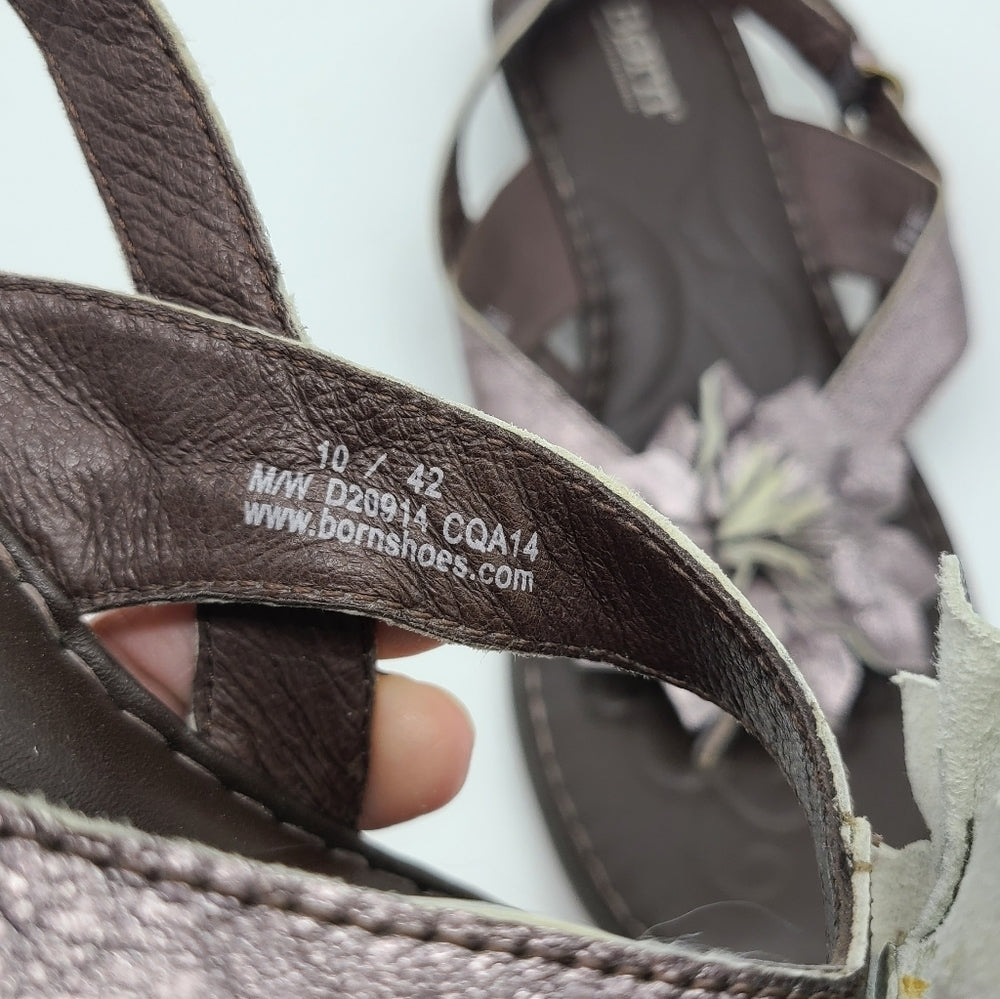 Born Leather Flower Top Slingback Sandals