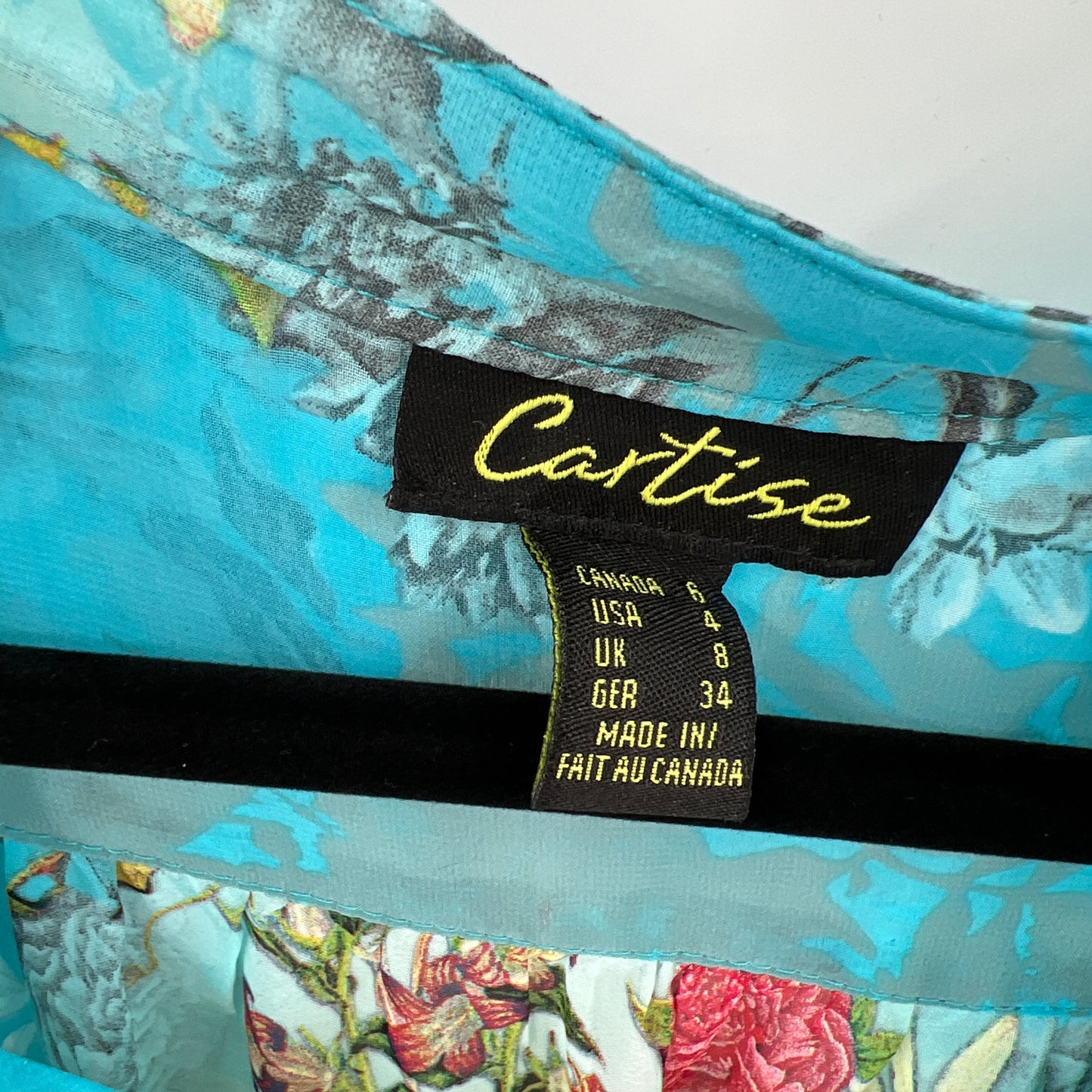 Cartise Floral Faux Wrap High Low Blouse