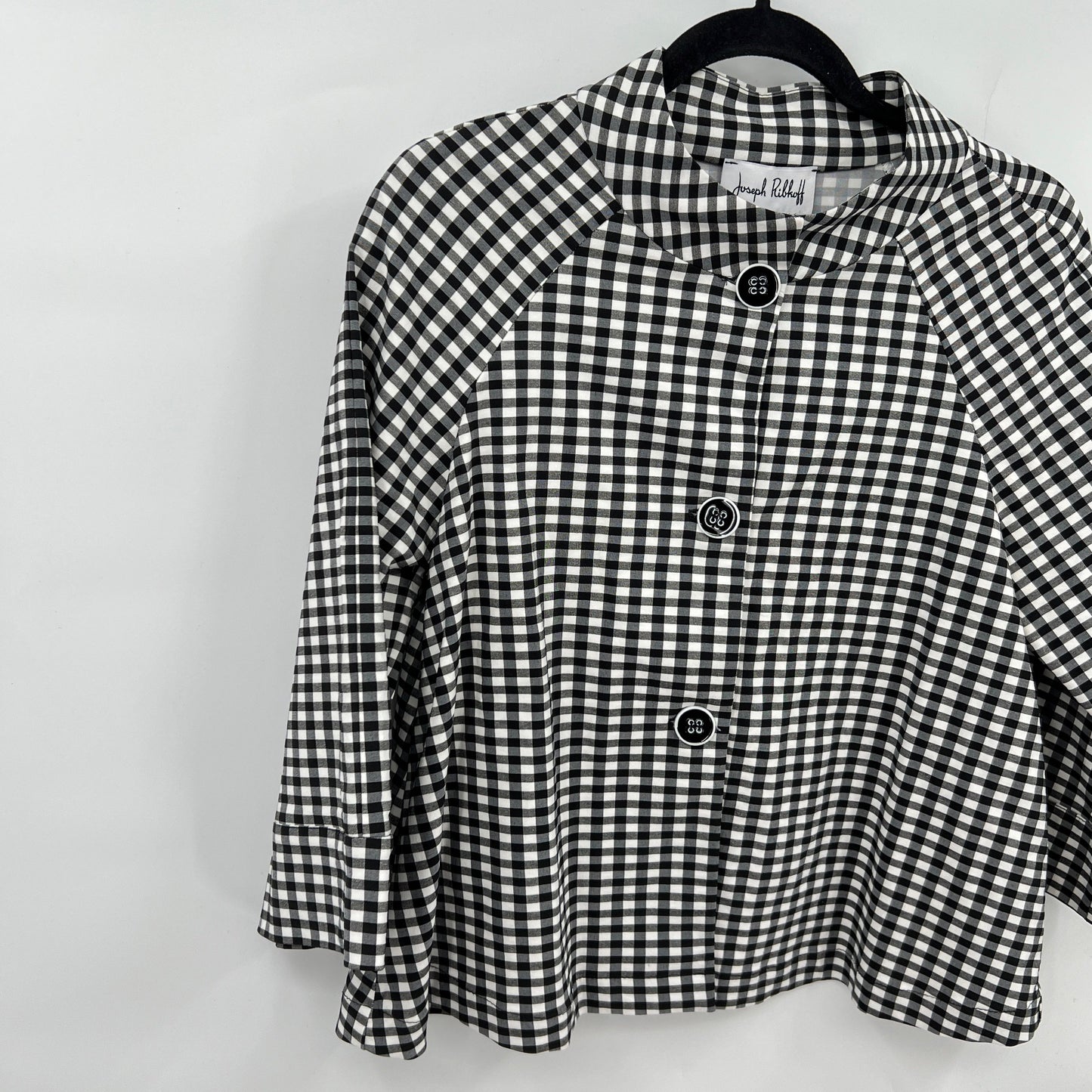 Joseph Ribkoff Gingham 3/4 Sleeve Light Jacket