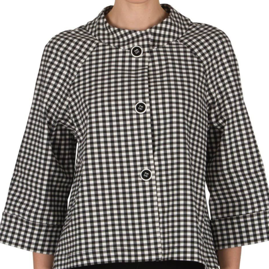 Joseph Ribkoff Gingham 3/4 Sleeve Light Jacket