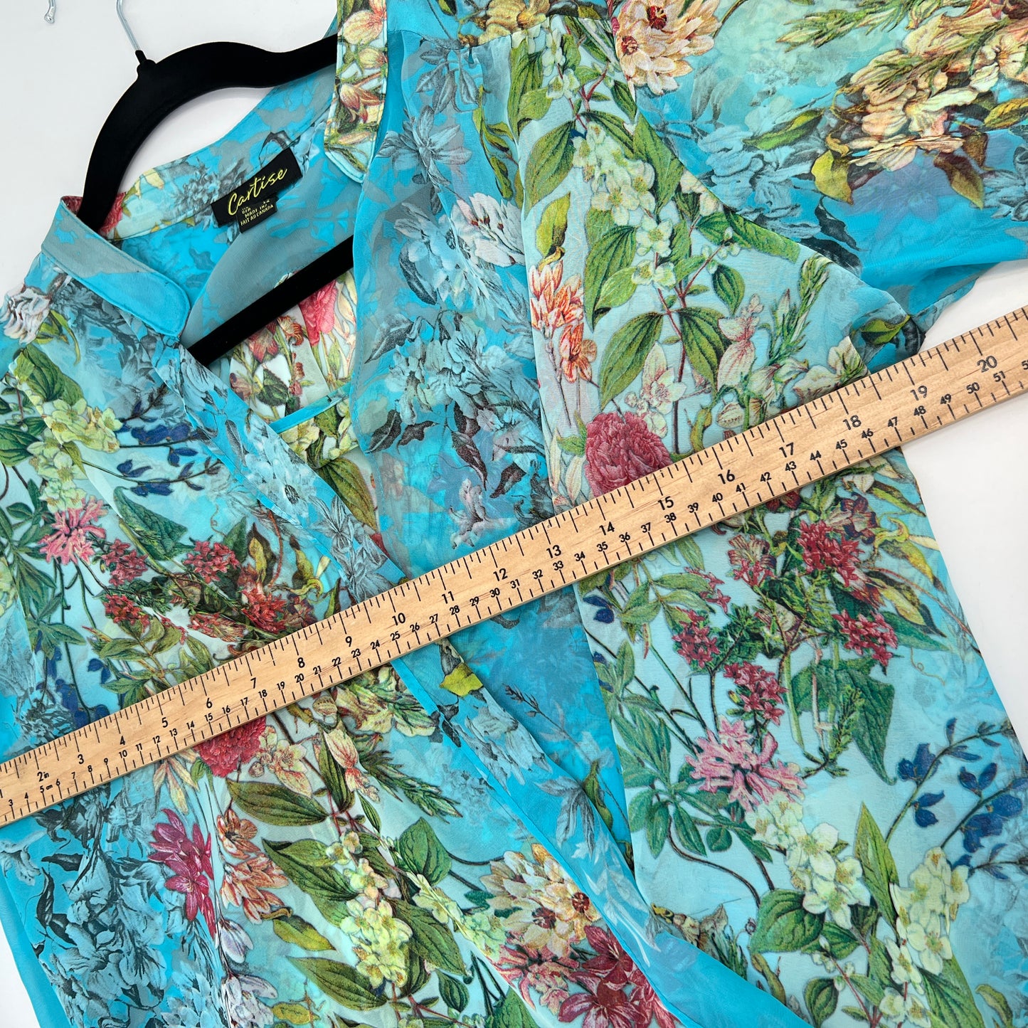 Cartise Floral Faux Wrap High Low Blouse