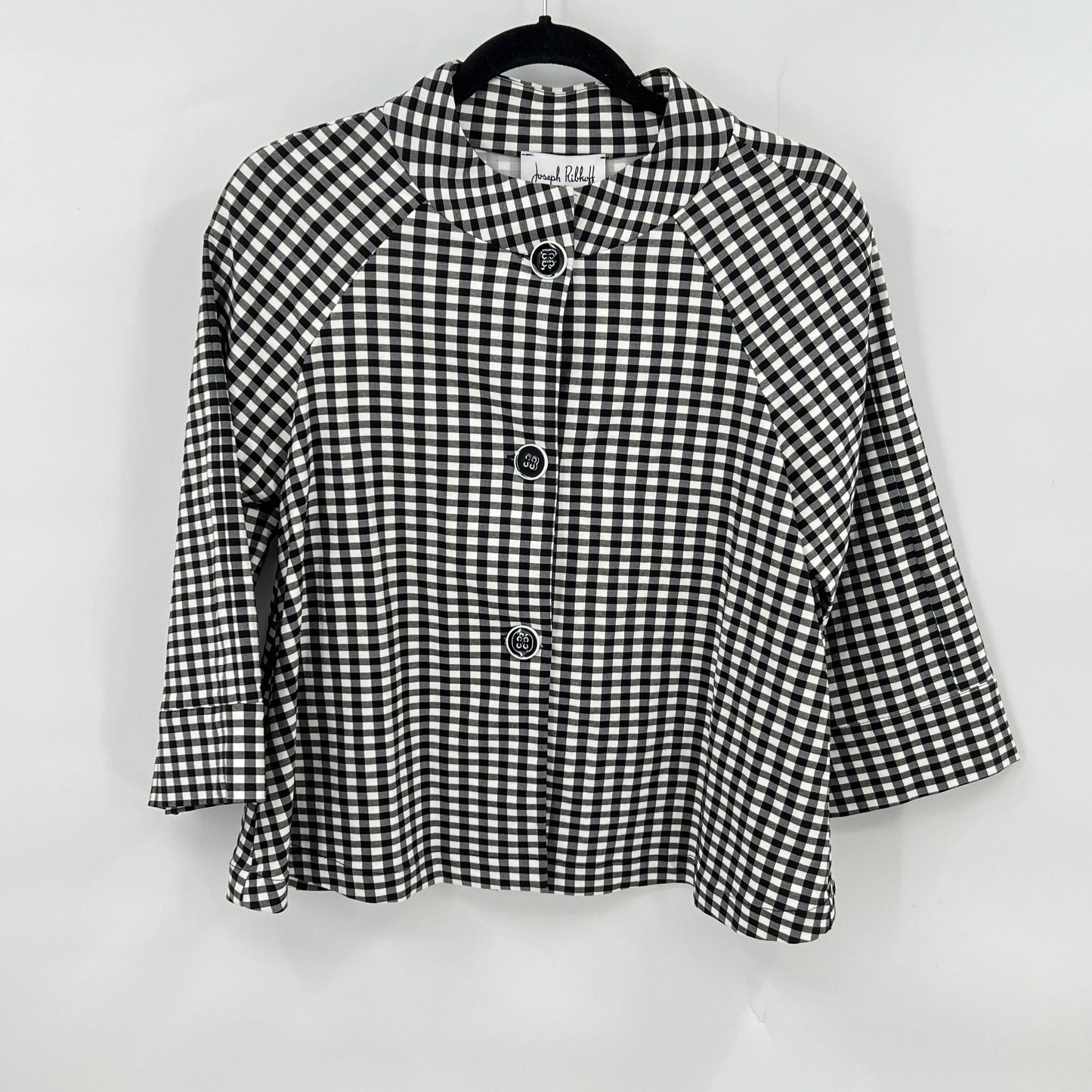 Joseph Ribkoff Gingham 3/4 Sleeve Light Jacket