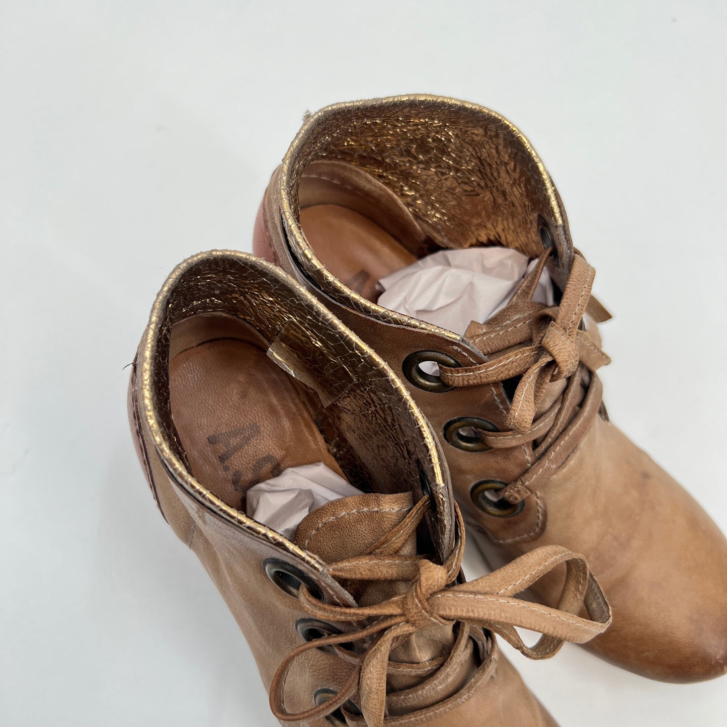 A.S. 98 Lace Up Heel Leather Booties 38EU