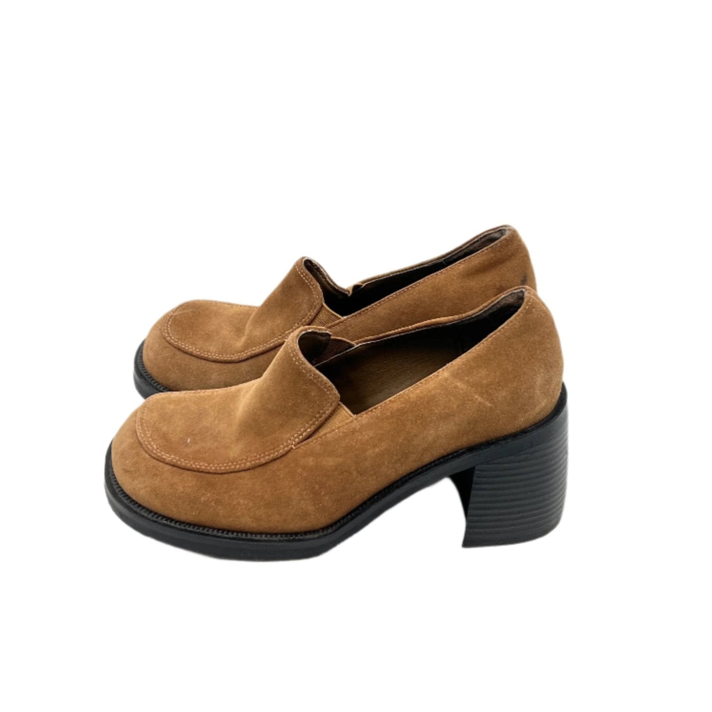 Retro Tansit Sude Round Blocky Heel Shoes