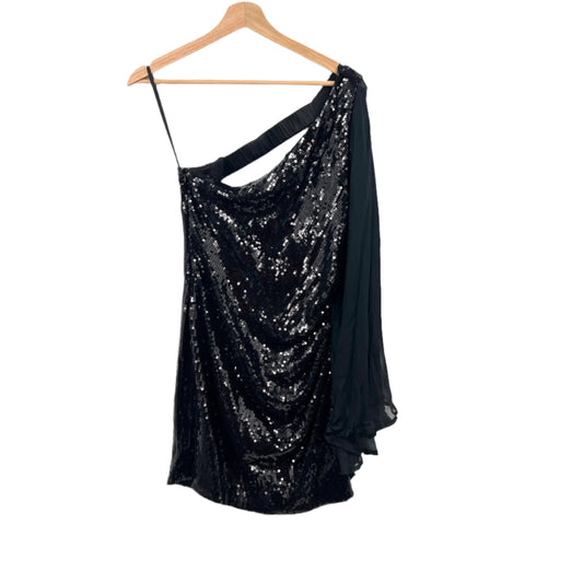 Bebe Sequin One Shoulder Cape Mini Dress