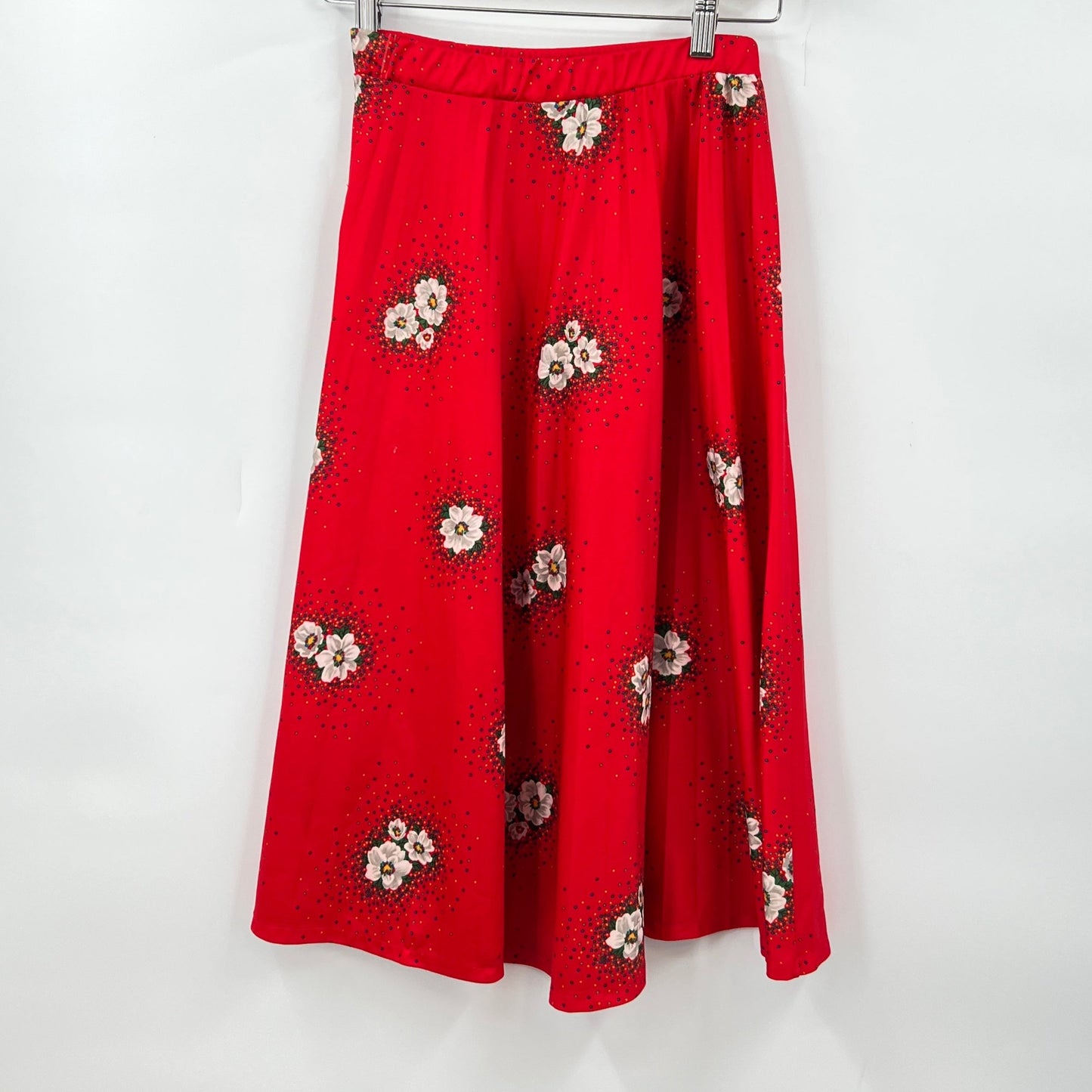 Vintage Floral Pleaded Midi Skirt