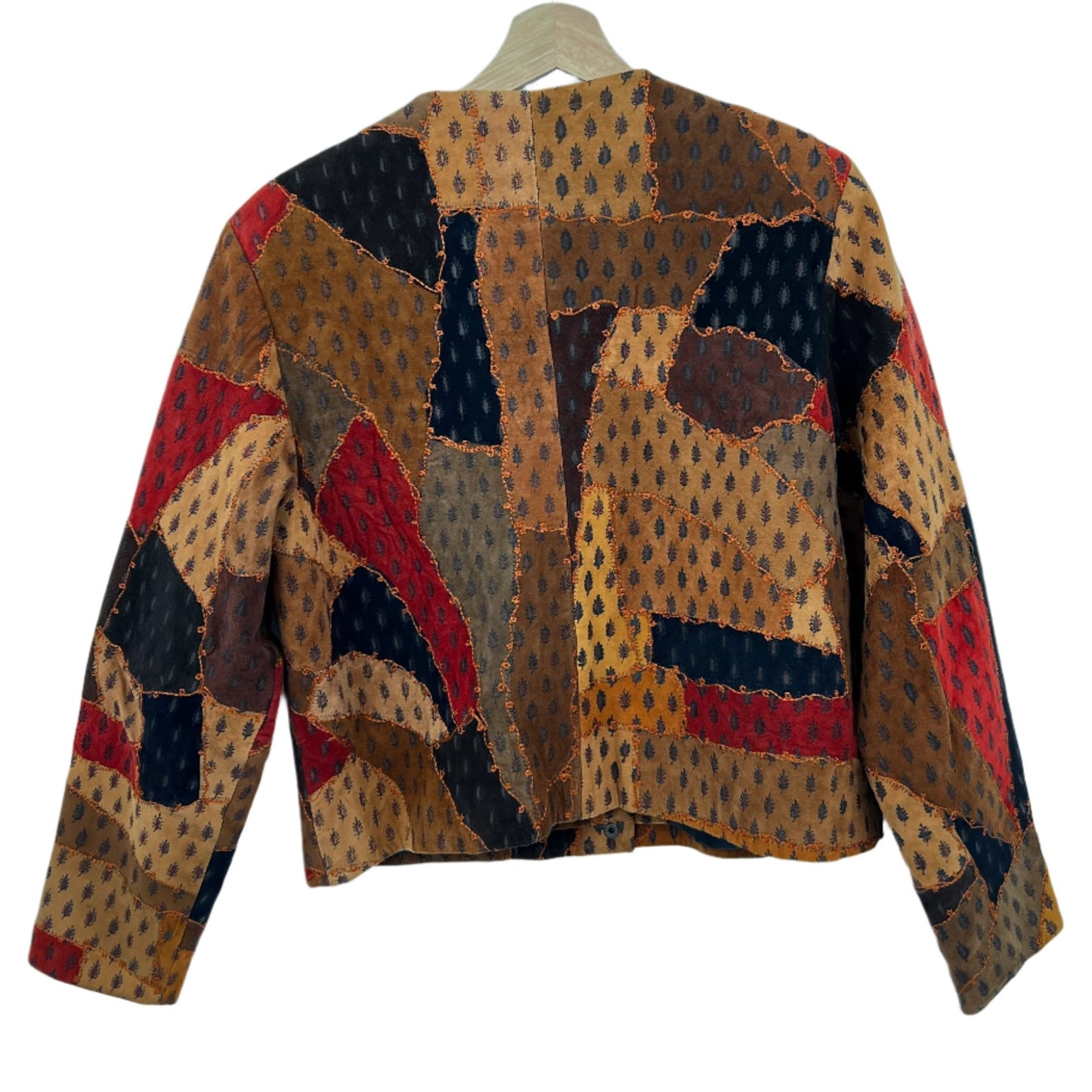 Papillon Suede Leather Patchwork Embroidered Jacket M