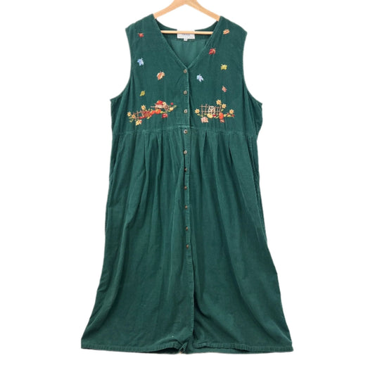 Vintage Corduroy Embroidered Dress