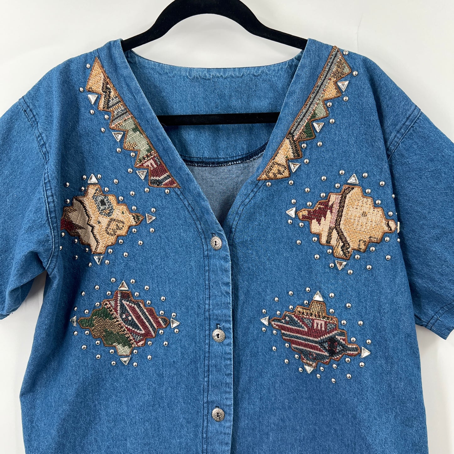 Vintage Denim Embellished Shirt