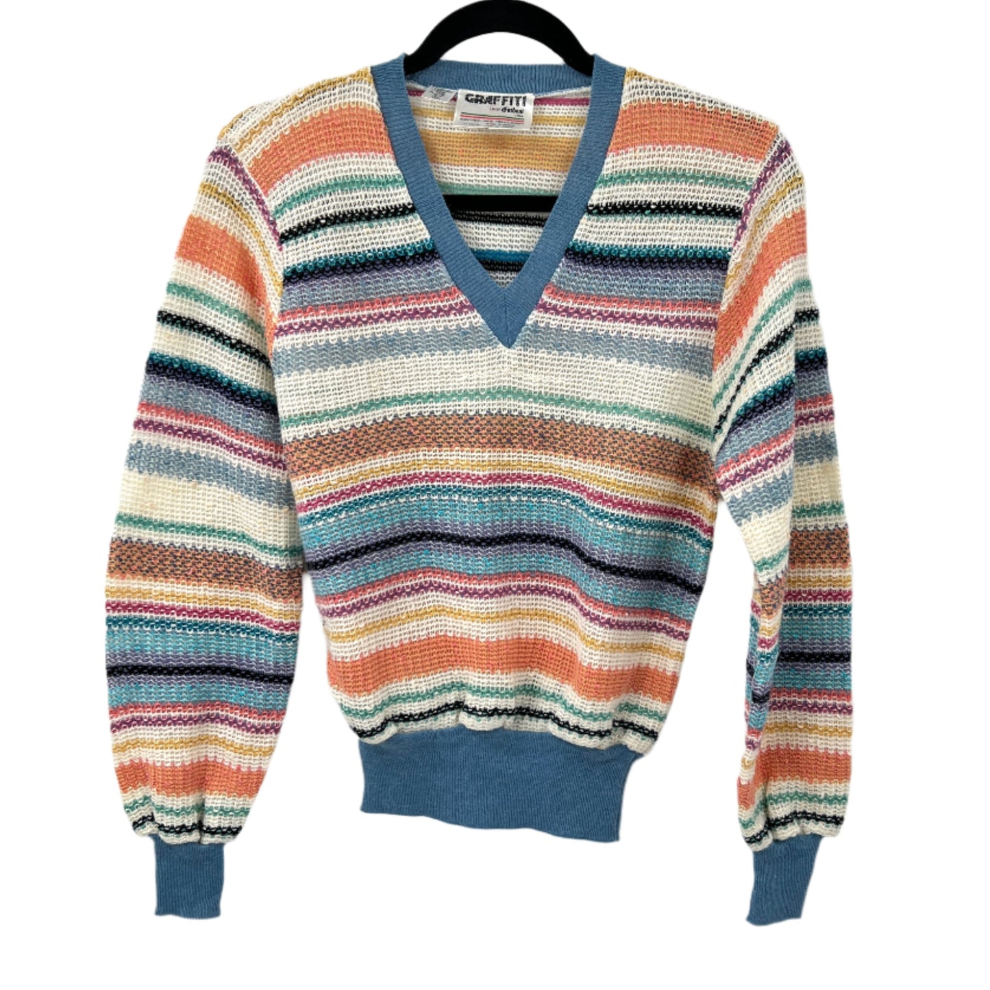 Vintage Graffiti Multicolour Stripes Knit Sweater