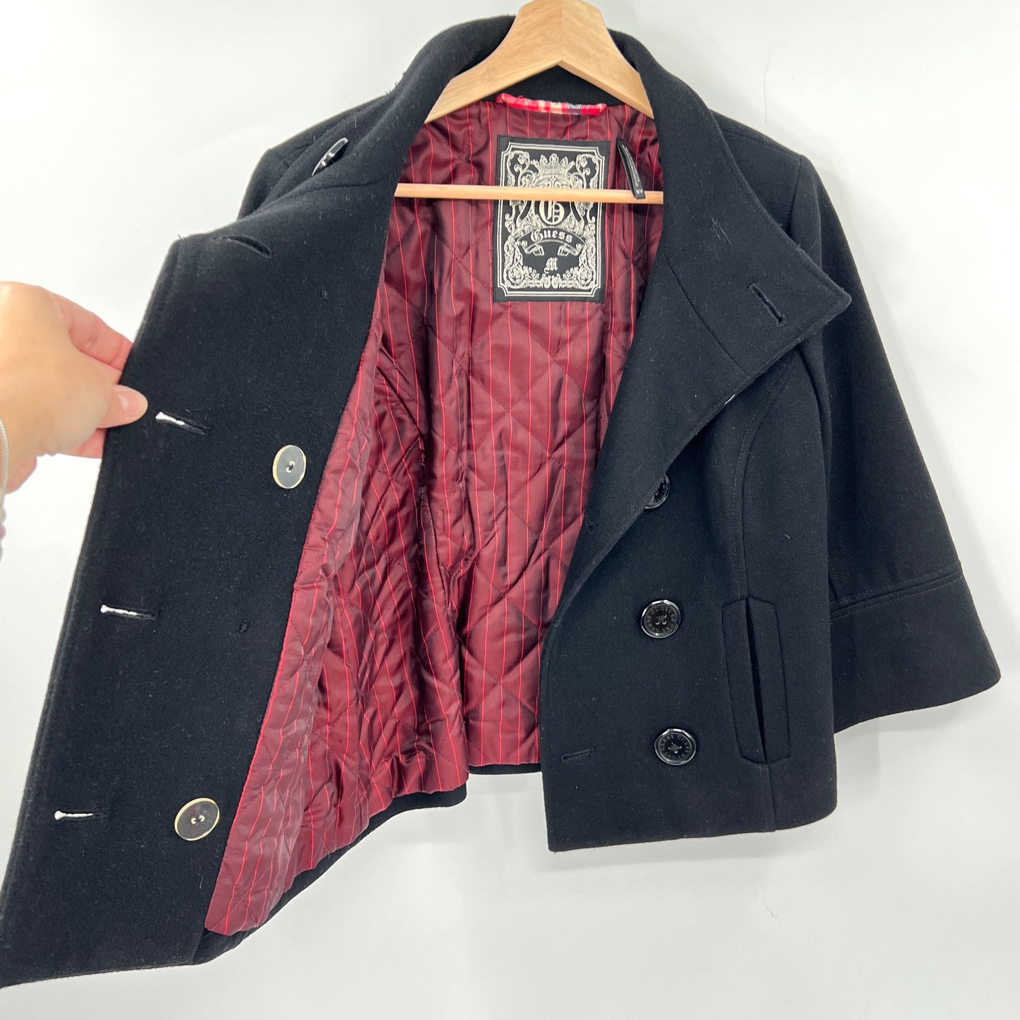 Y2K Guess 3/4 Sleeves Crop Double Breasted  Coat