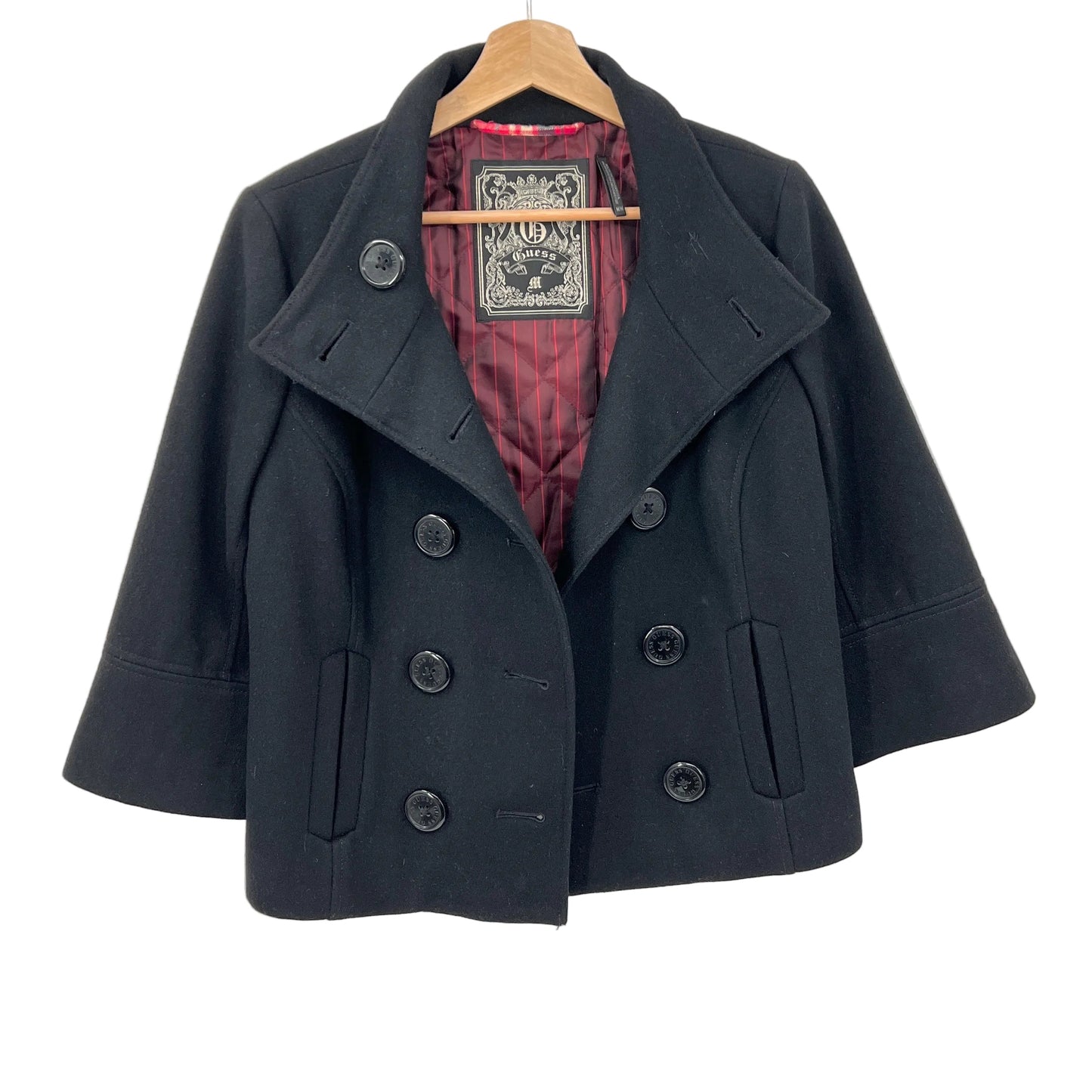 Y2K Guess 3/4 Sleeves Crop Double Breasted  Coat