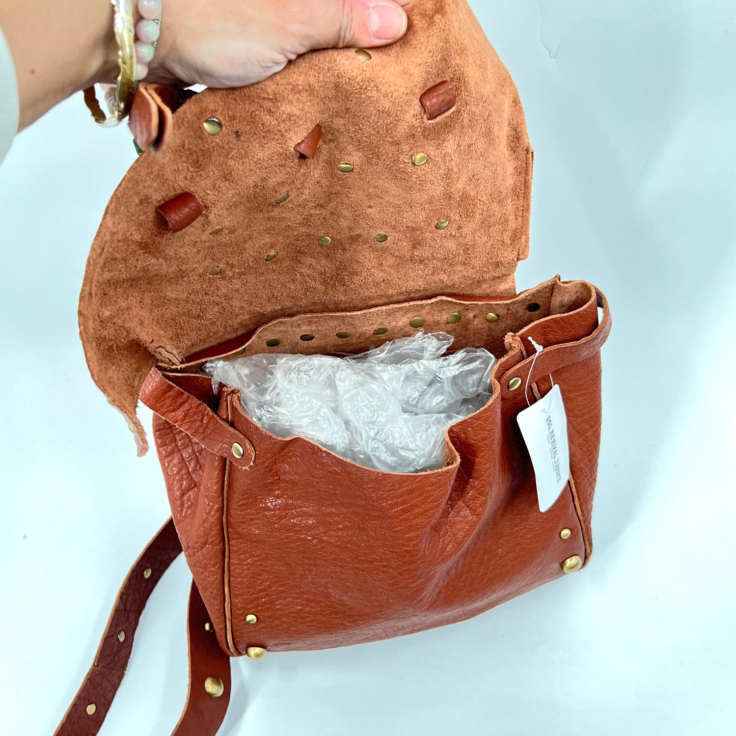 Lucky Brand Leather Studded Messenger Bag