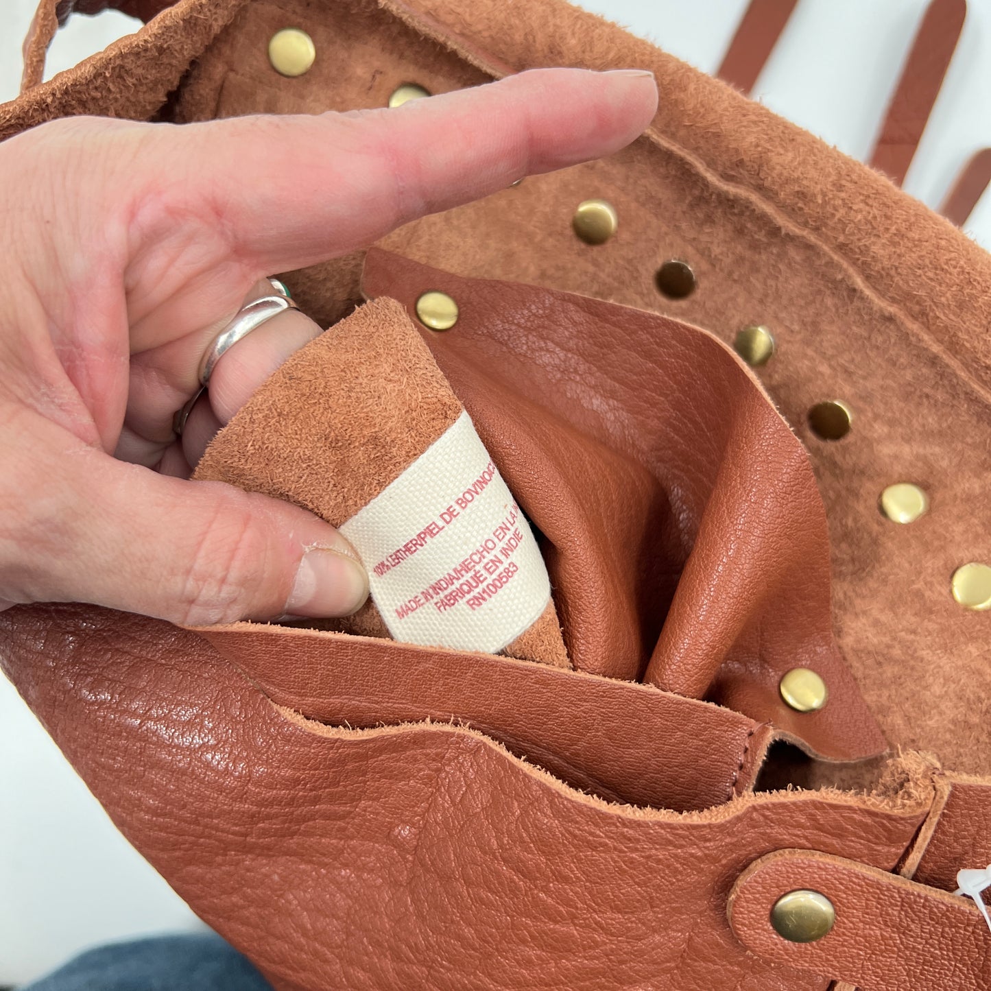 Lucky Brand Leather Studded Messenger Bag