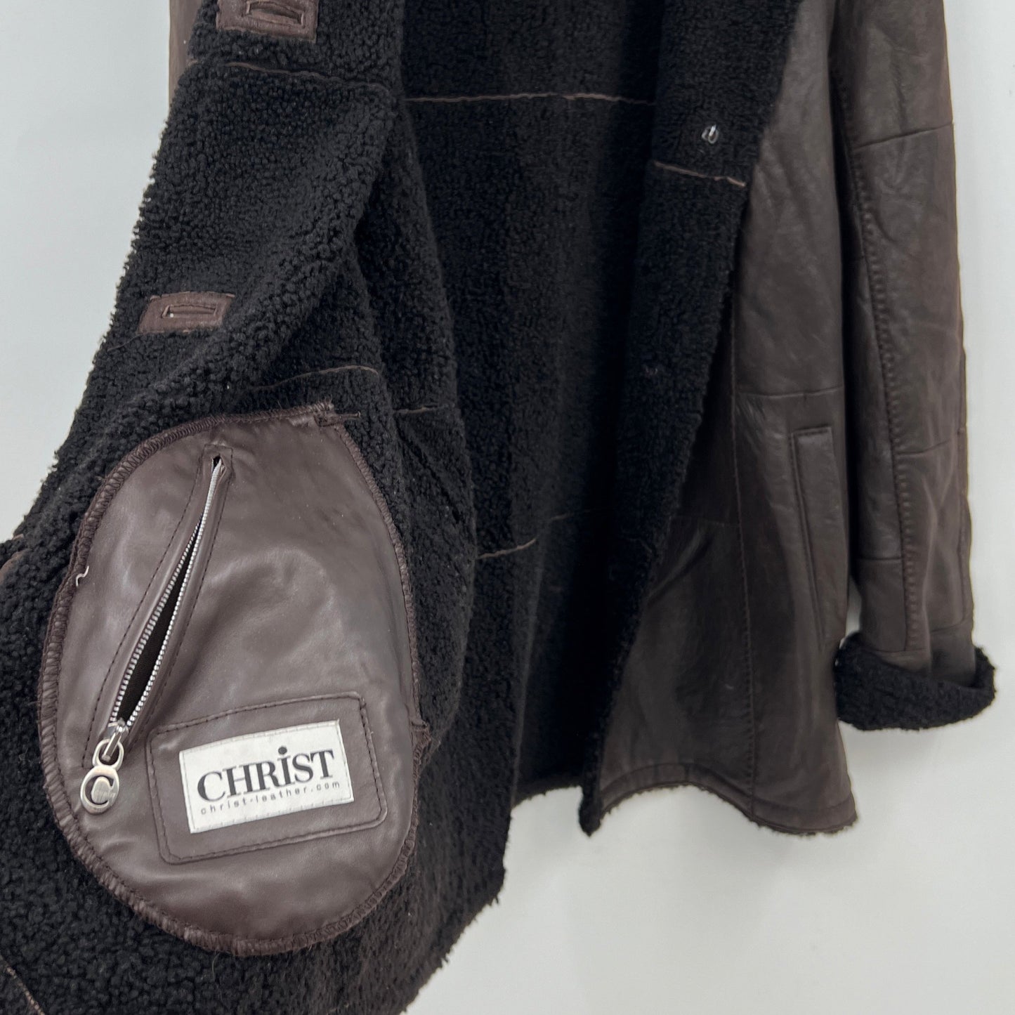 Christ Patchwork Shearling Leather Jacket 42