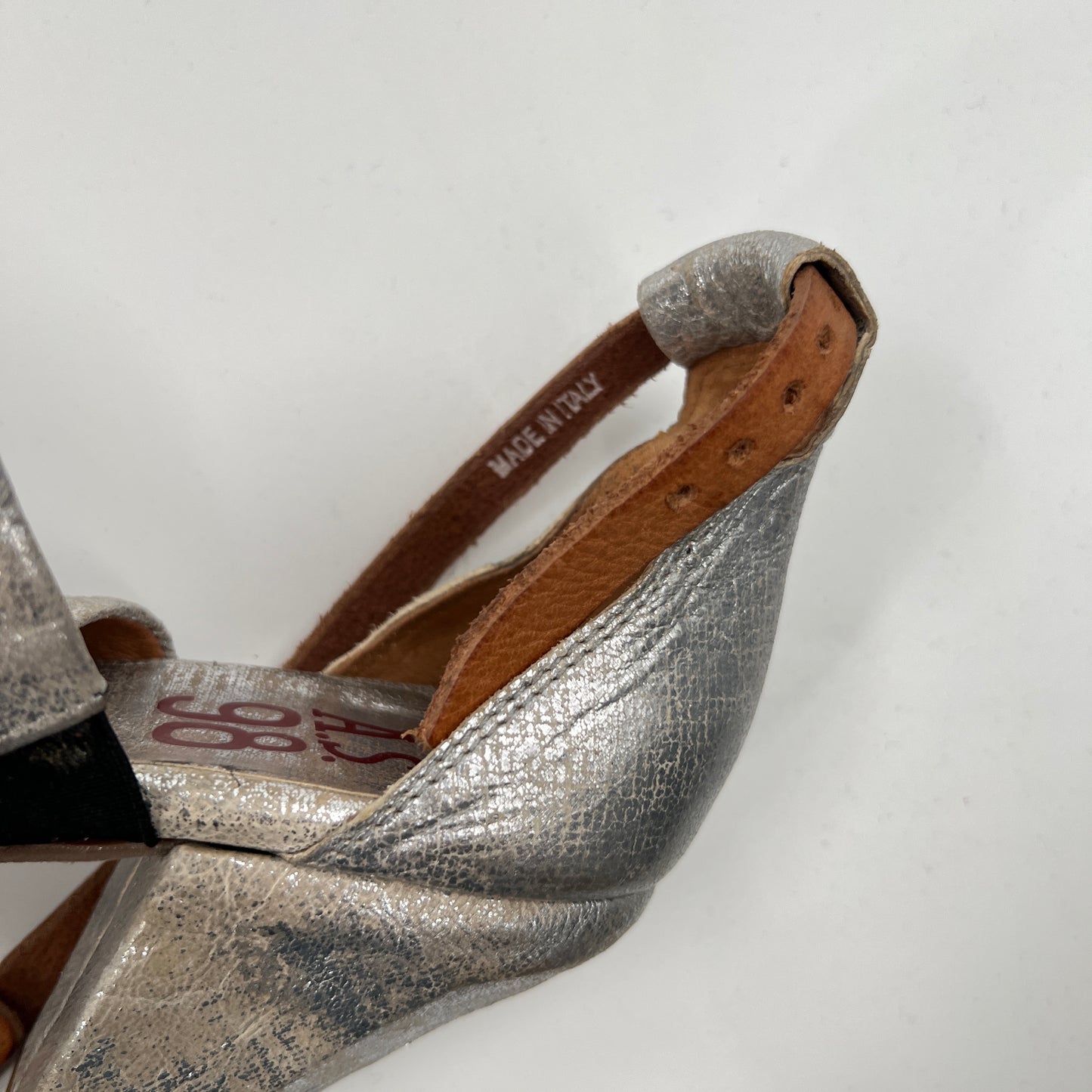 A.S 98 Leather Metallic Ankle Straps Heel Sandals