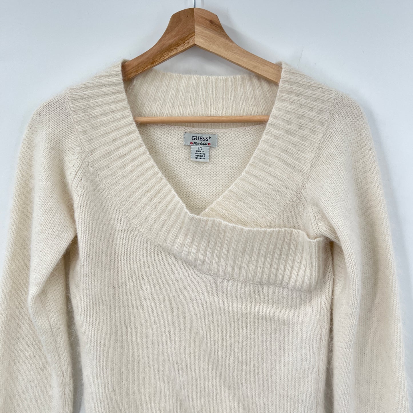 Y2K Guess Angora Blend V-neck Fitted Sweater